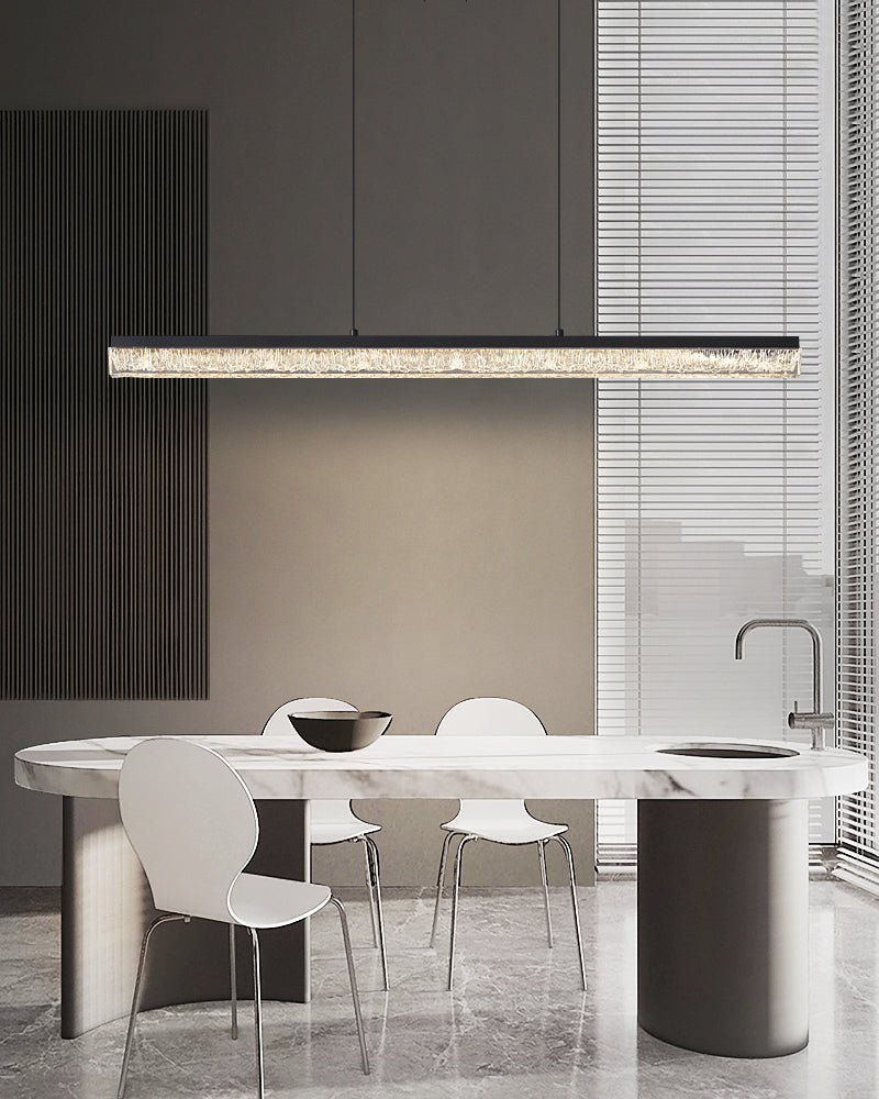 Veluielle hanglamp zwart acrylaat lineair