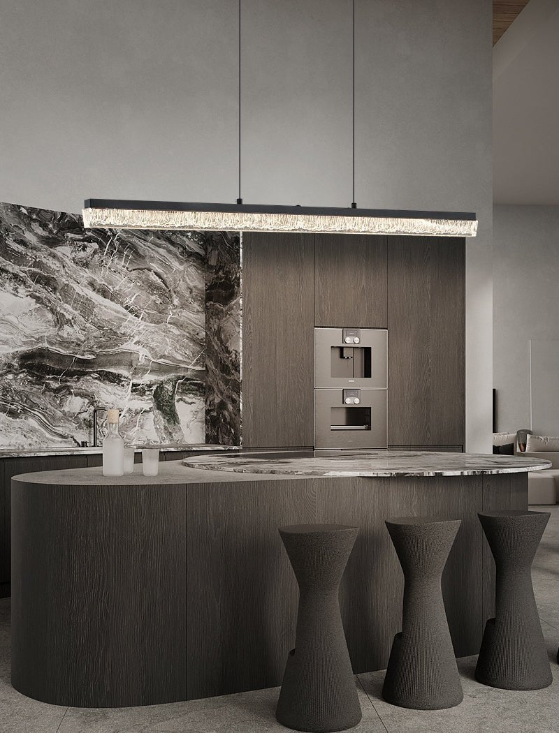 Veluielle hanglamp zwart acrylaat lineair