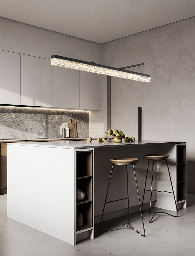 Veluielle hanglamp zwart acrylaat lineair