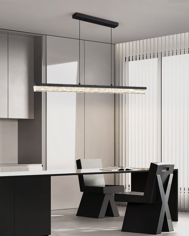 Veluielle hanglamp zwart acrylaat lineair