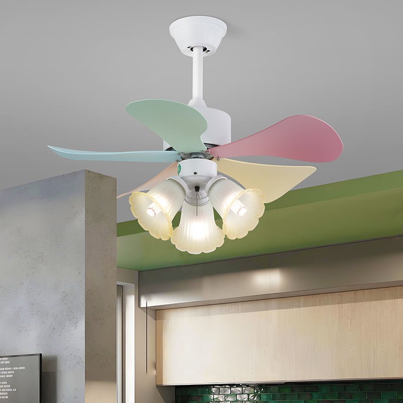 Celoia kleurrijke plafondventilator met verlichting van glas