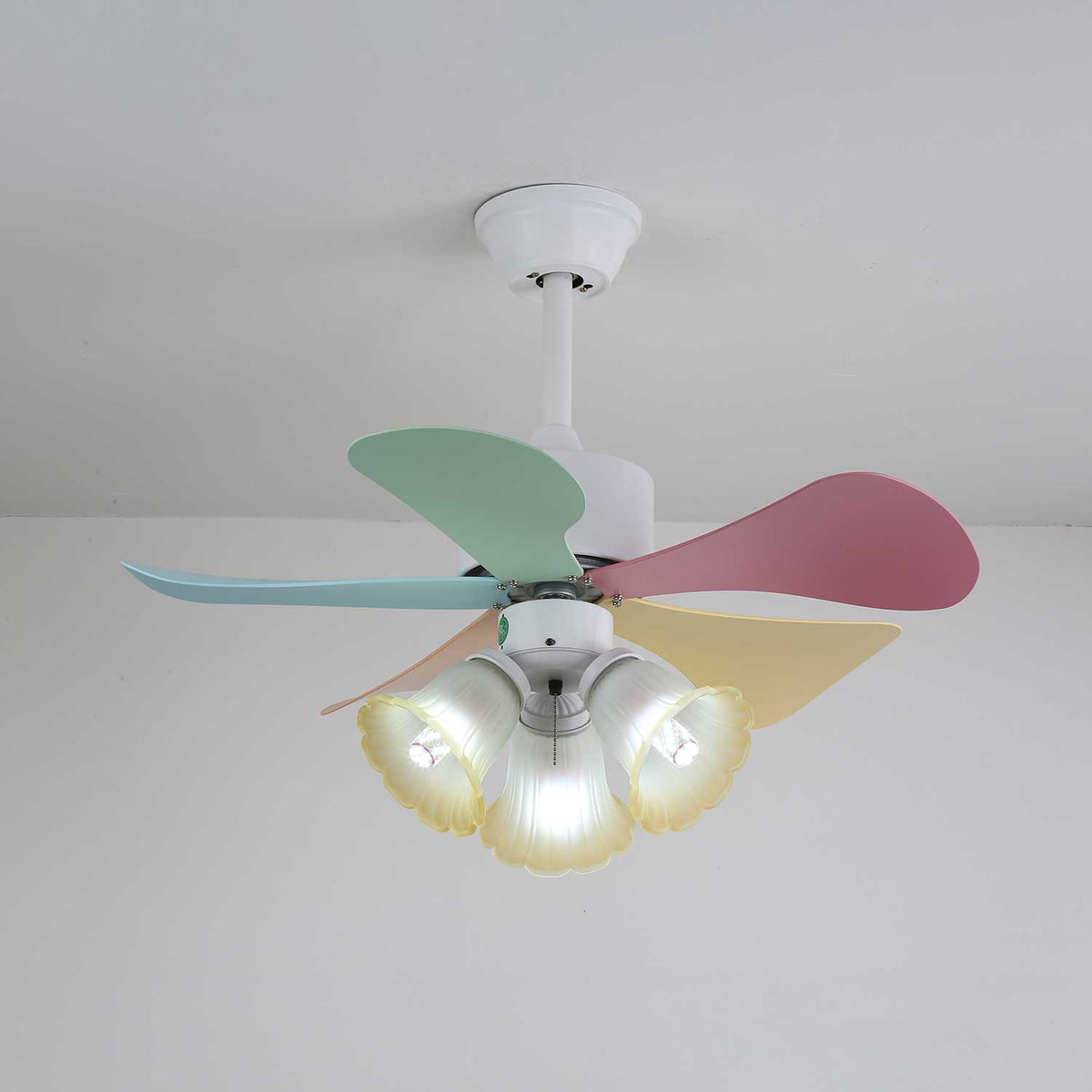 Celoia kleurrijke plafondventilator met verlichting van glas
