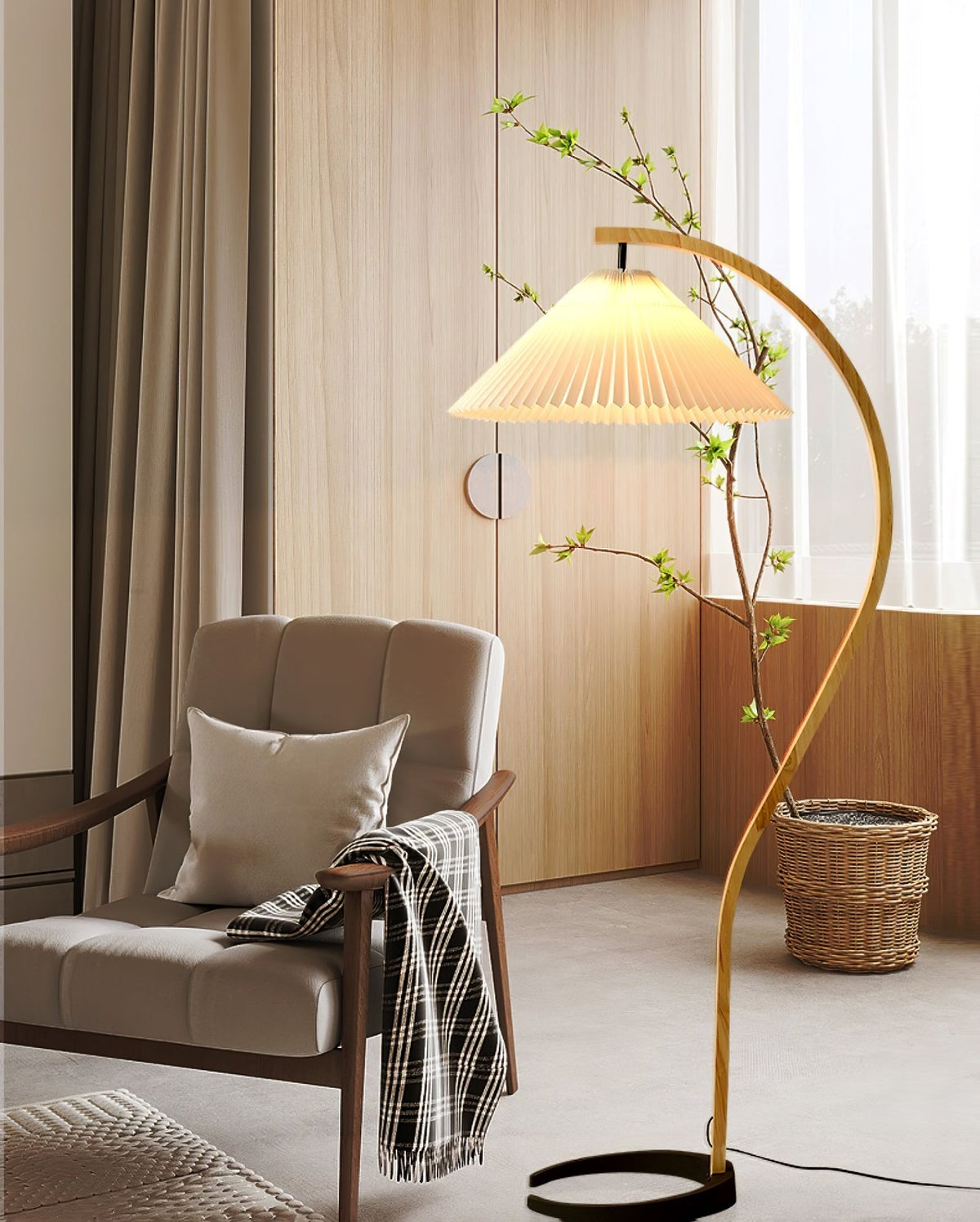 Viaro houten vloerlamp