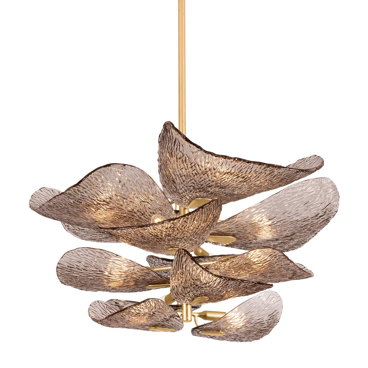 Celaline Kroonluchter Cardiff Piastra Glas Bloemblad Gelaagd brons