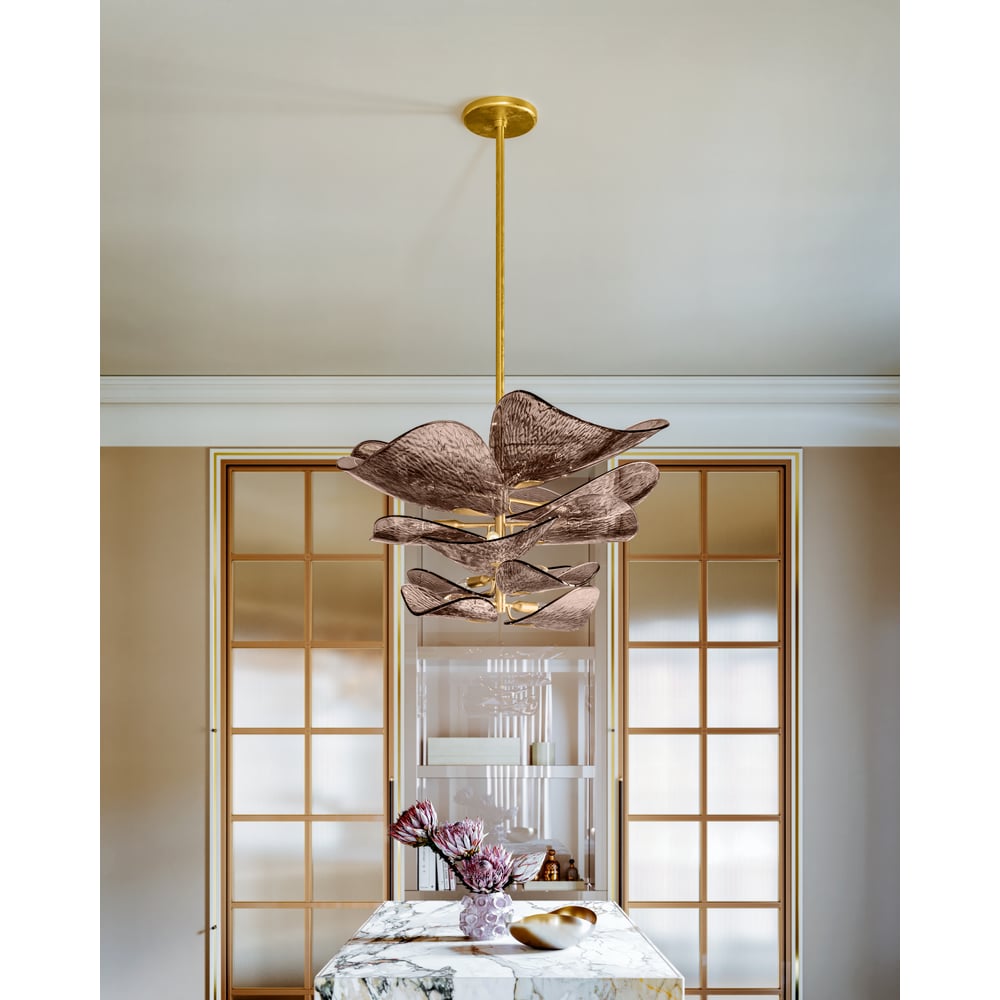 Celaline Kroonluchter Cardiff Piastra Glas Bloemblad Gelaagd brons
