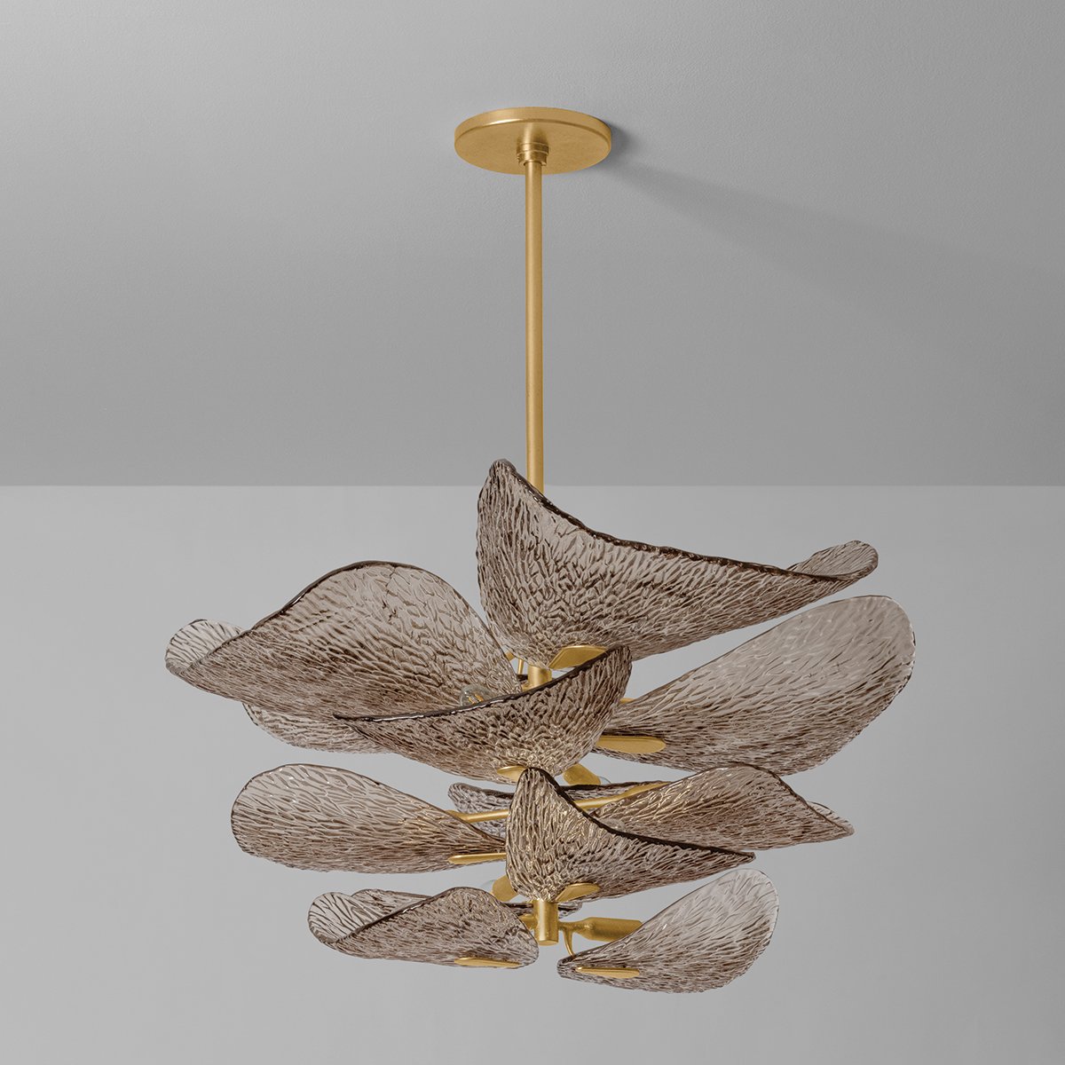 Celaline Kroonluchter Cardiff Piastra Glas Bloemblad Gelaagd brons
