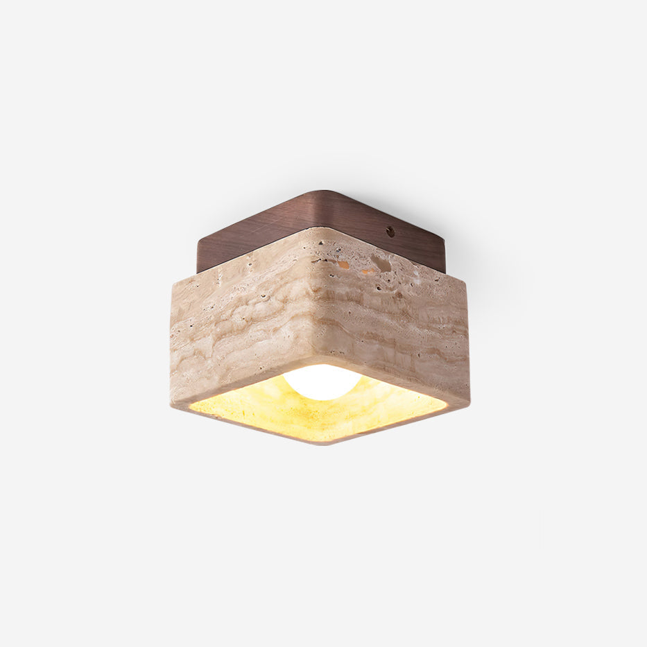 Veloria plafondlamp travertin vierkant vlakke plafondlamp