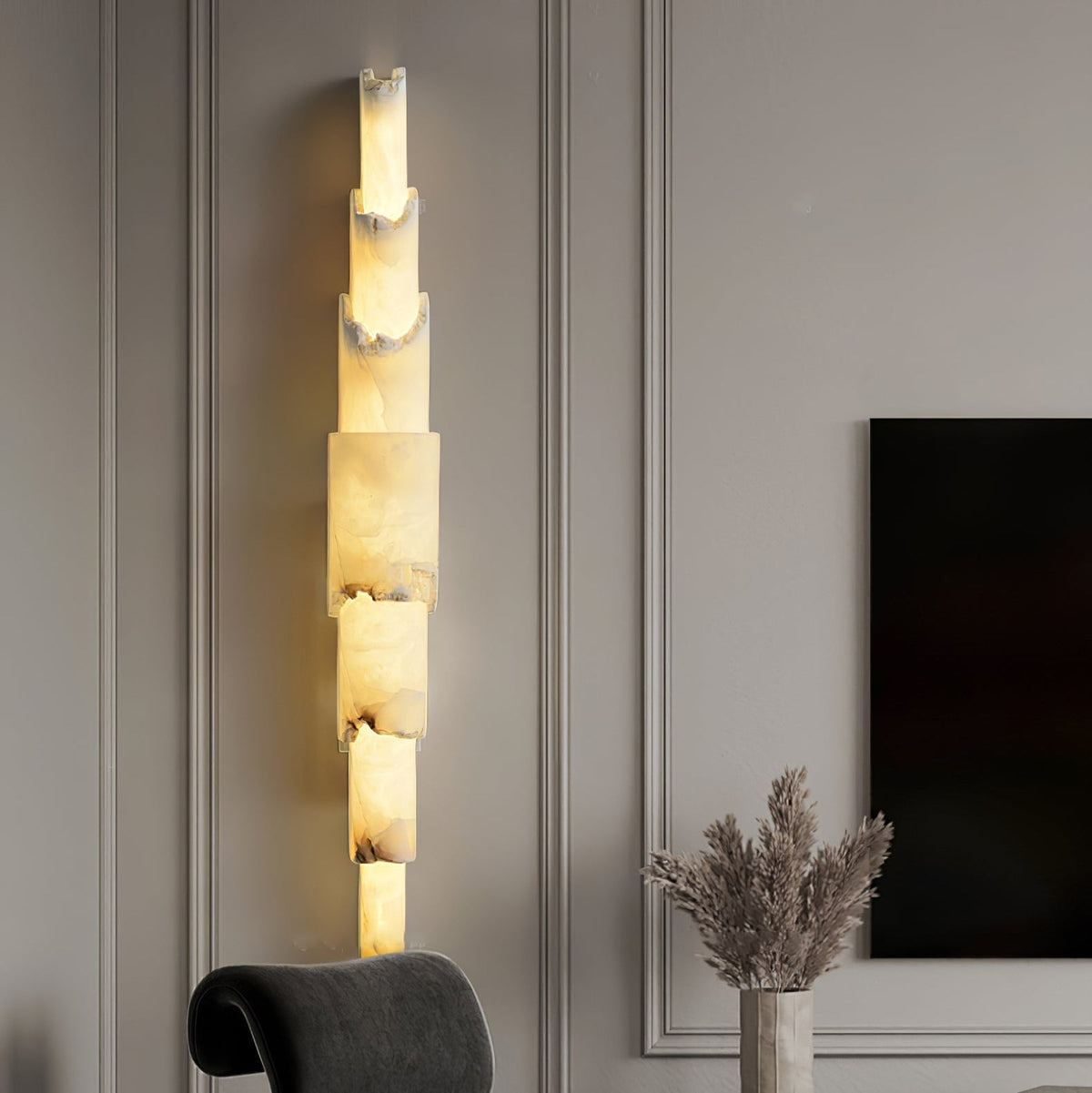 Caspian meelagen-albasten wandlamp