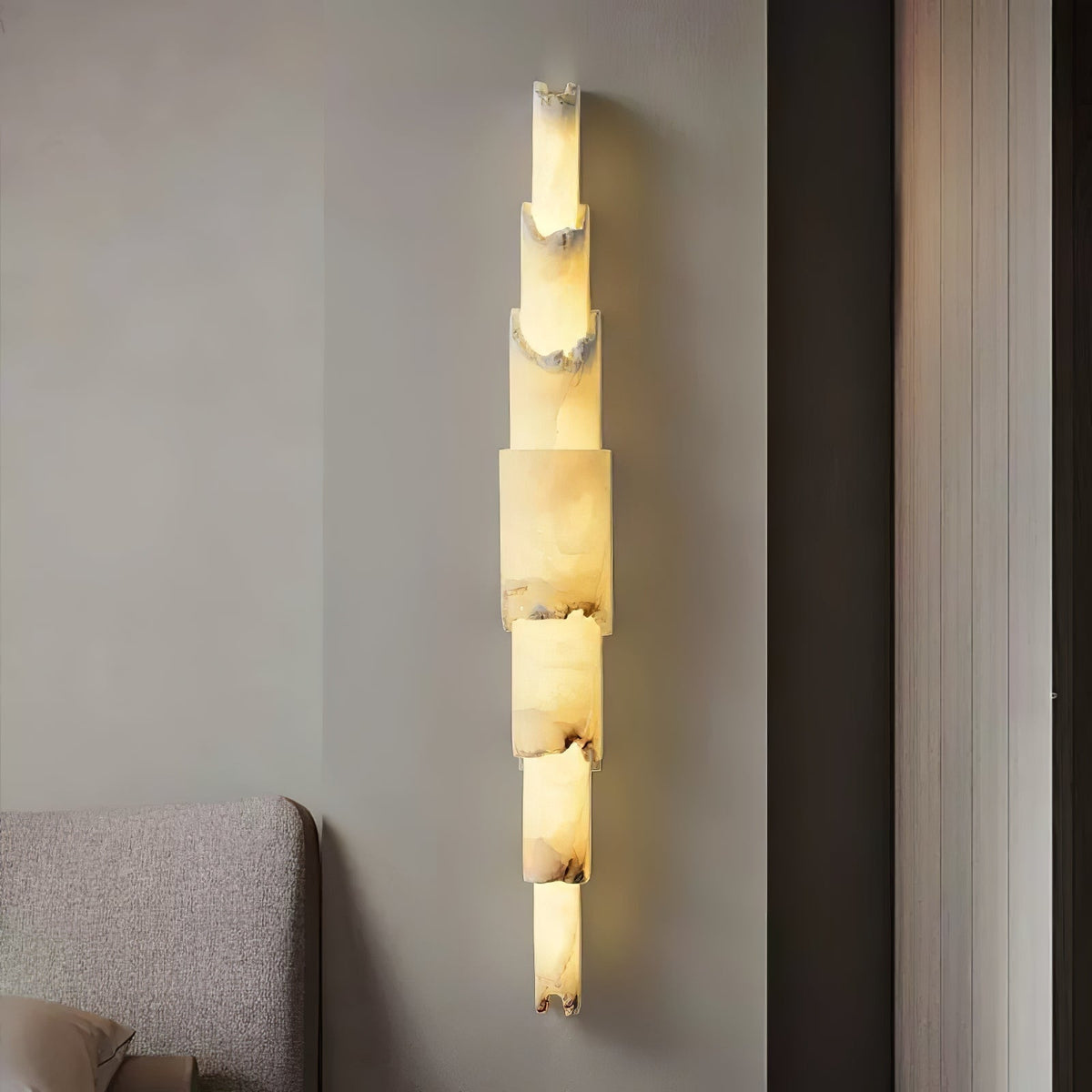 Caspian meelagen-albasten wandlamp