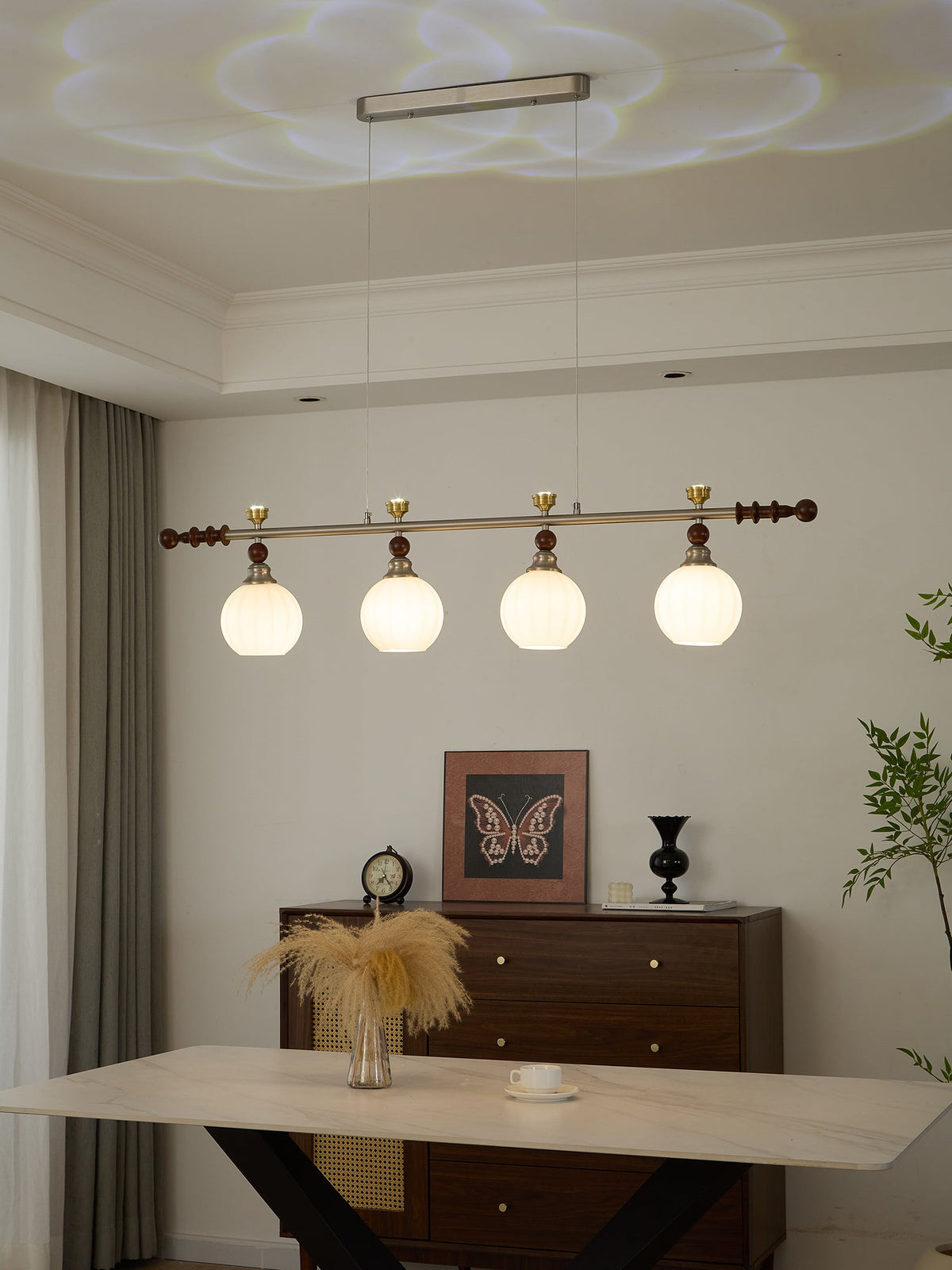 Otheia elegantie Vintage Lineaire hanglamp van Hout
