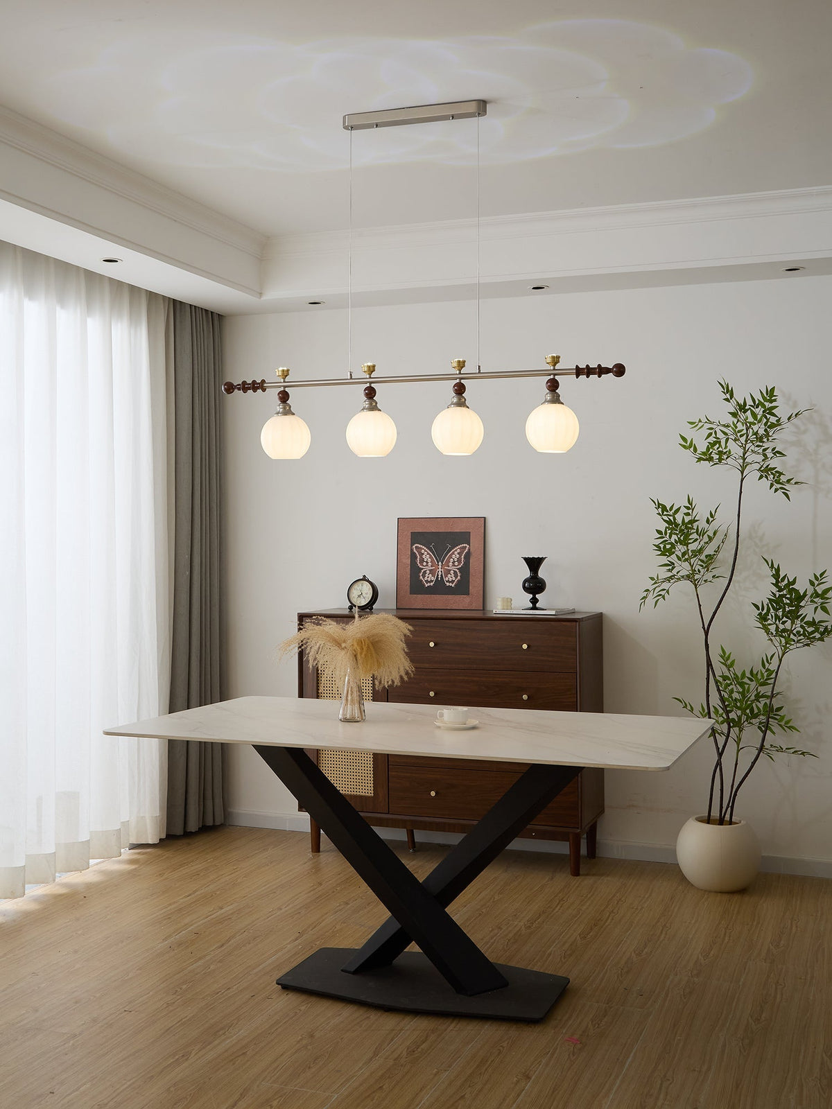 Otheia elegantie Vintage Lineaire hanglamp van Hout