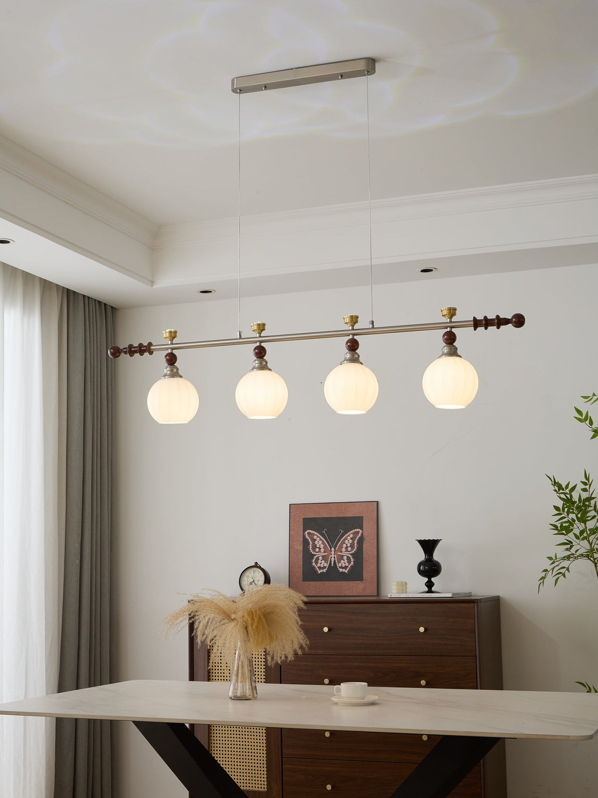 Otheia elegantie Vintage Lineaire hanglamp van Hout