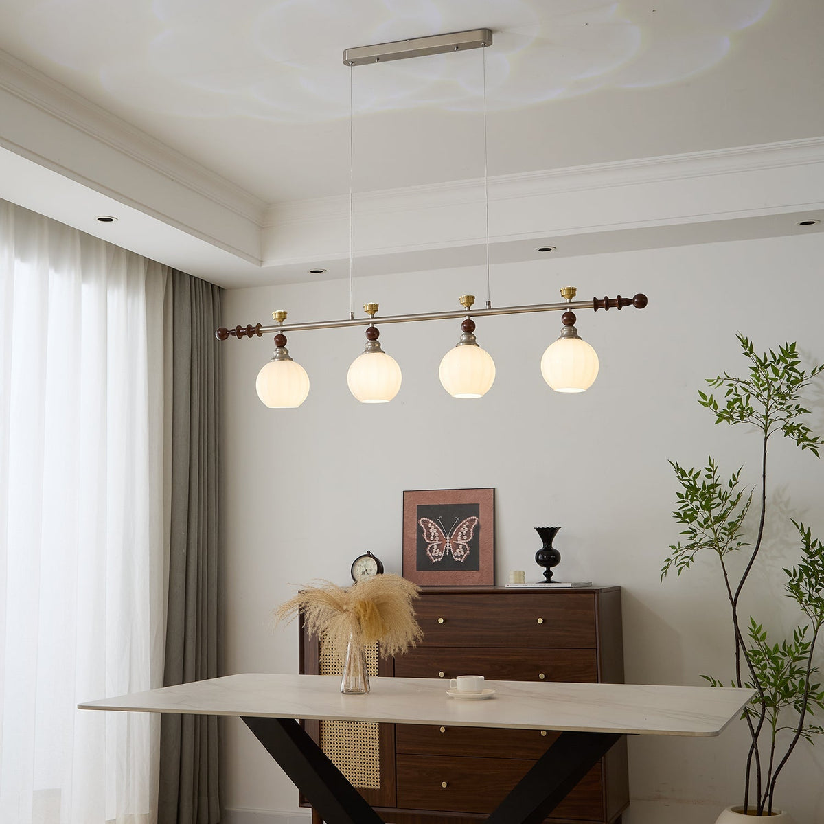 Otheia elegantie Vintage Lineaire hanglamp van Hout