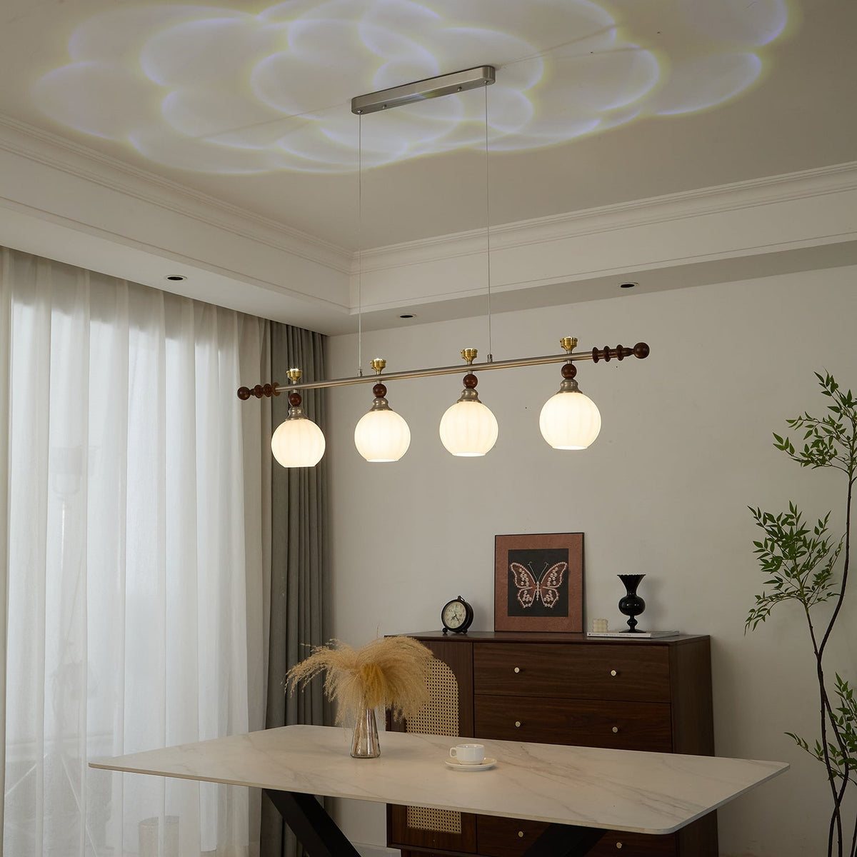 Otheia elegantie Vintage Lineaire hanglamp van Hout