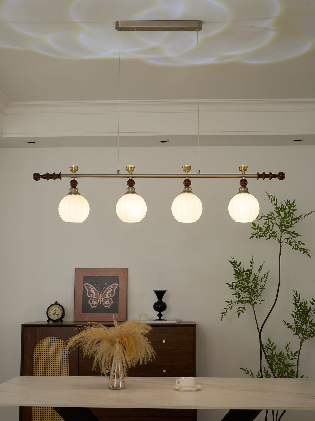 Otheia elegantie Vintage Lineaire hanglamp van Hout