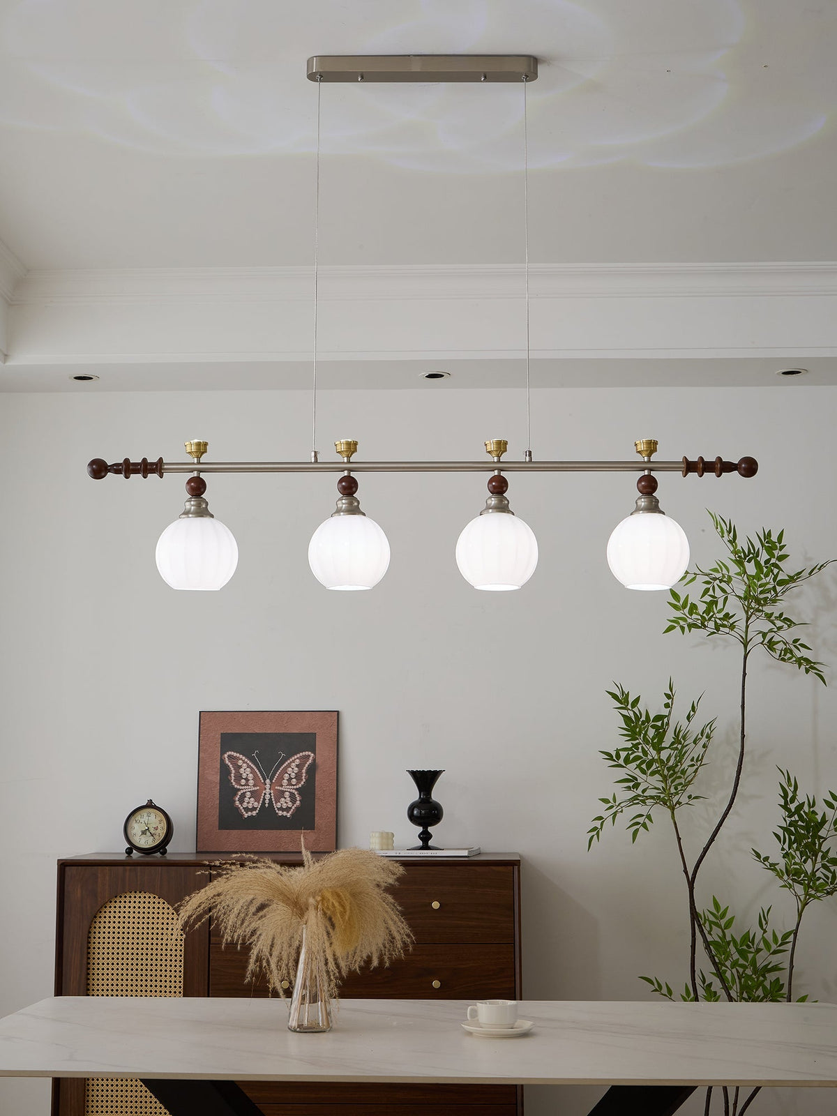 Otheia elegantie Vintage Lineaire hanglamp van Hout