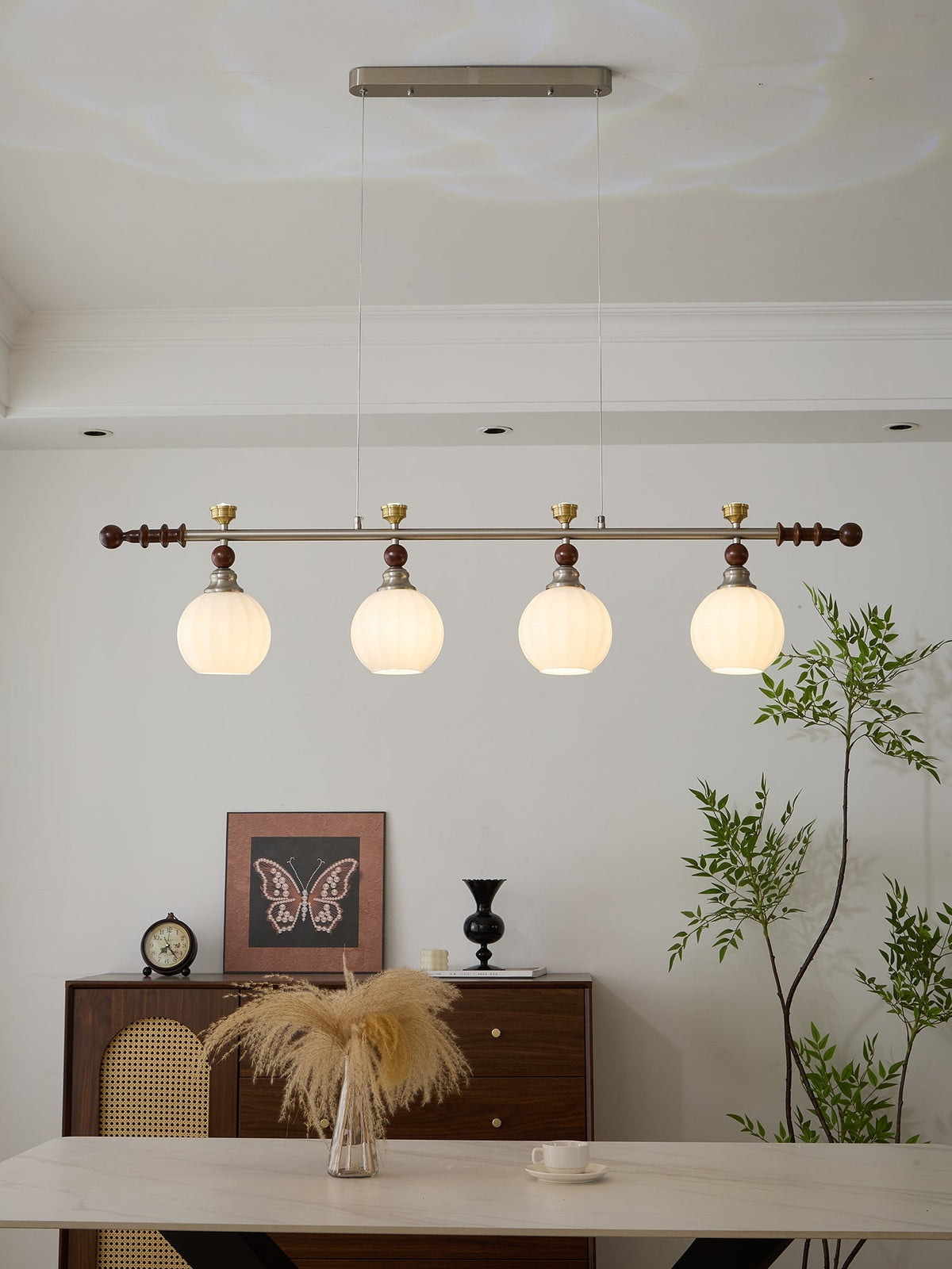 Otheia elegantie Vintage Lineaire hanglamp van Hout