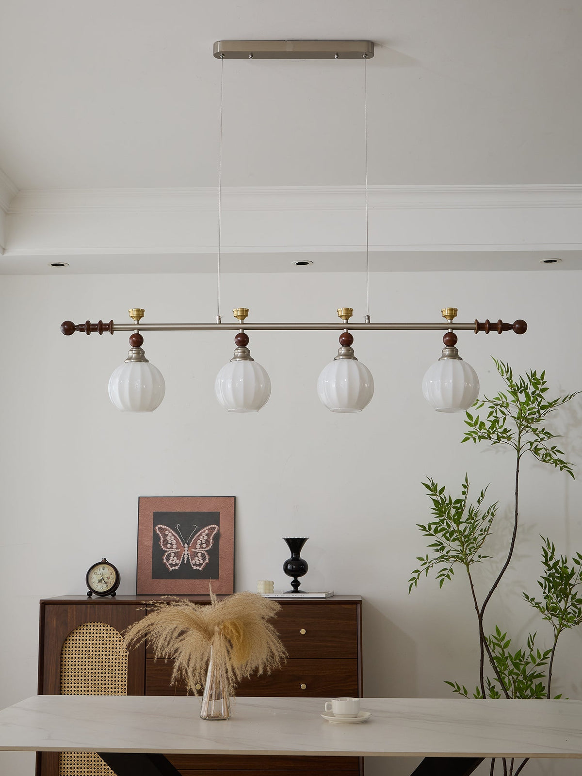 Otheia elegantie Vintage Lineaire hanglamp van Hout
