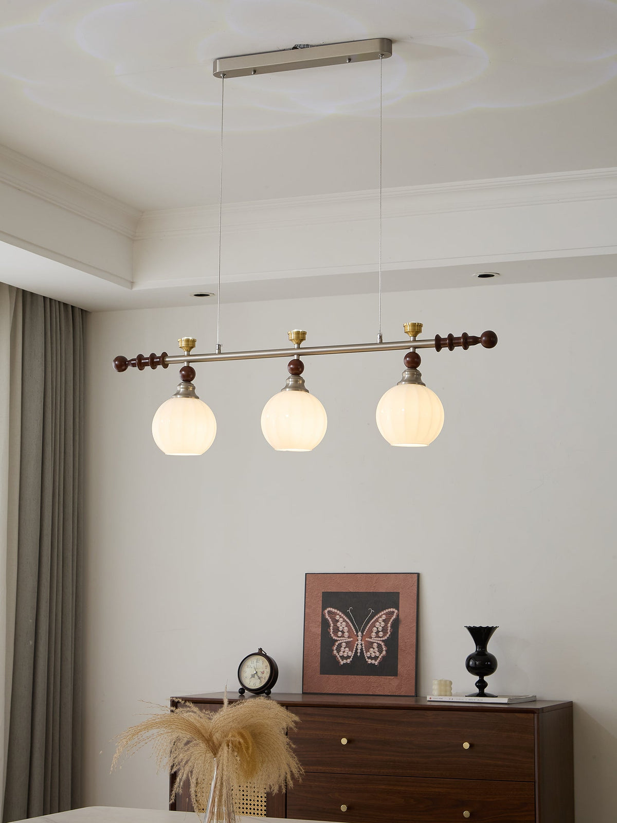 Otheia elegantie Vintage Lineaire hanglamp van Hout