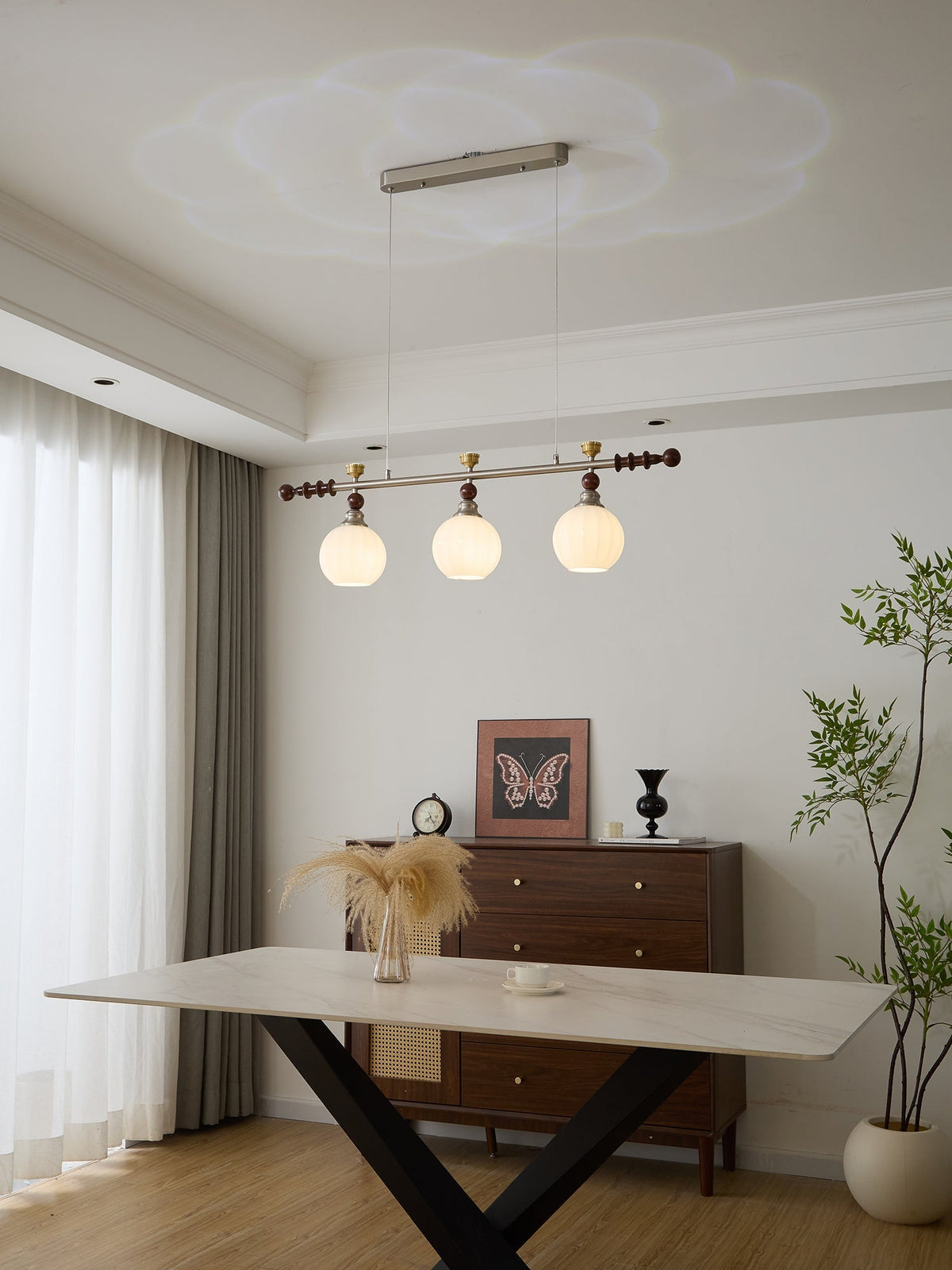 Otheia elegantie Vintage Lineaire hanglamp van Hout