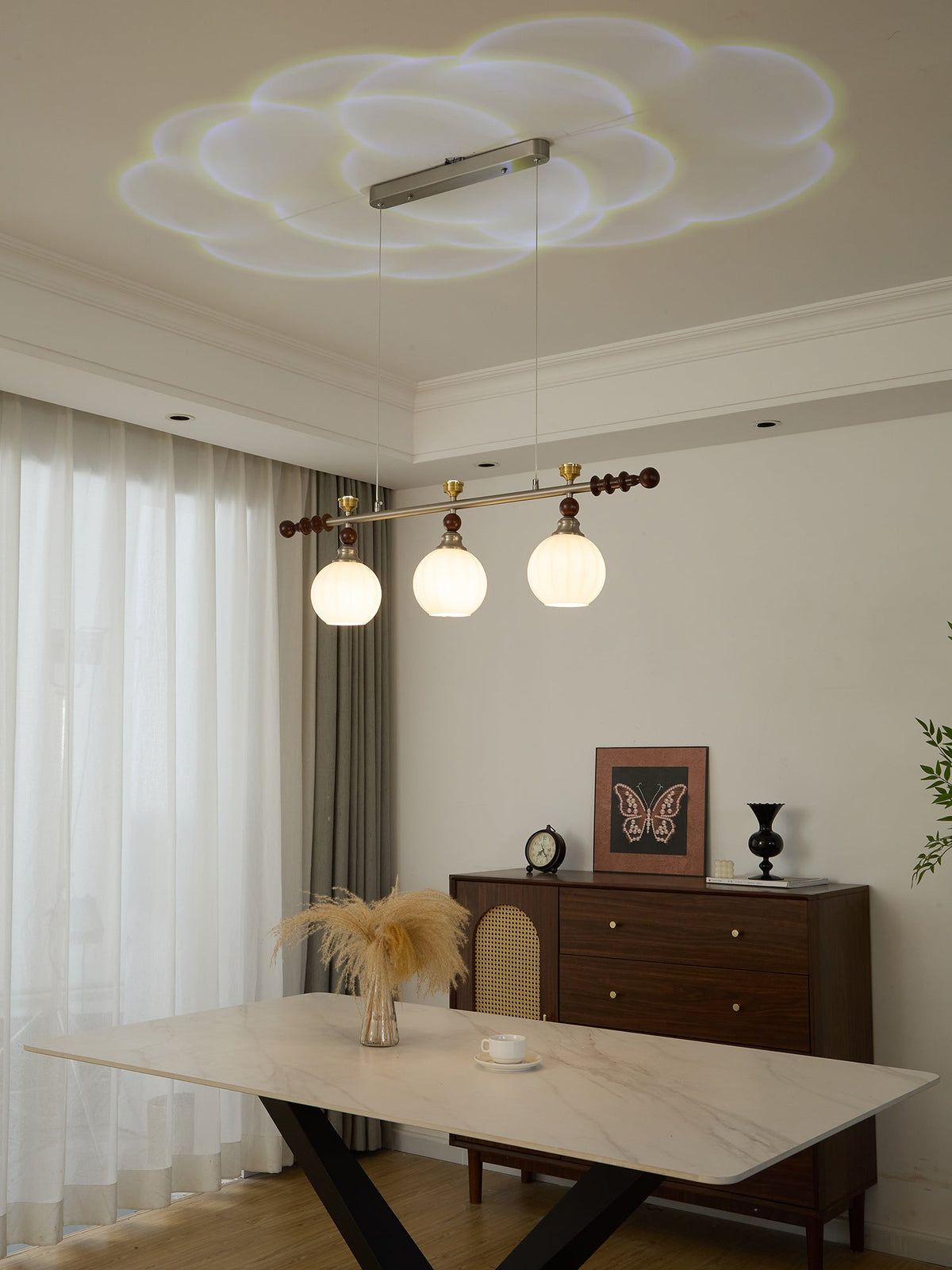 Otheia elegantie Vintage Lineaire hanglamp van Hout
