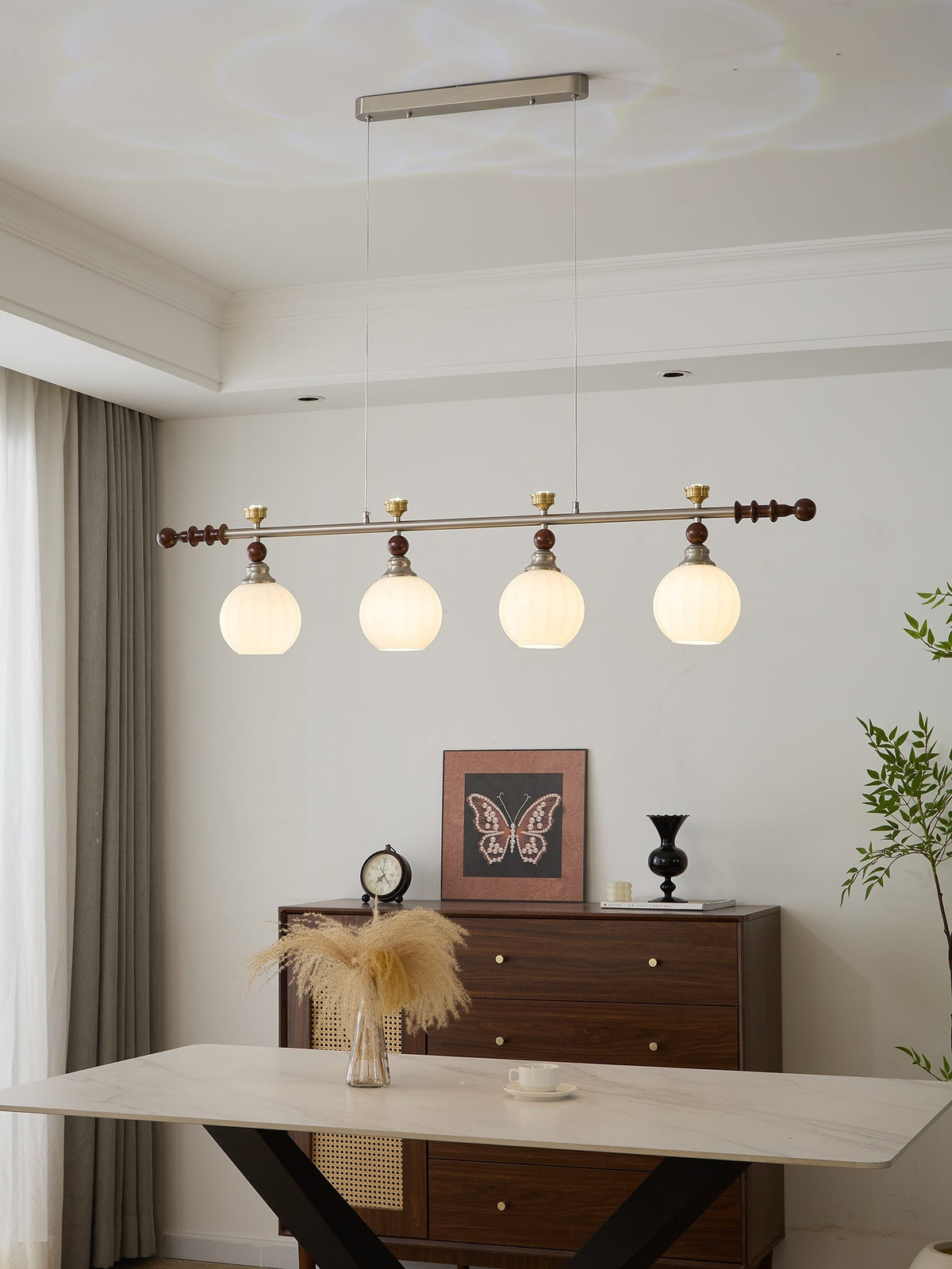 Otheia elegantie Vintage Lineaire hanglamp van Hout