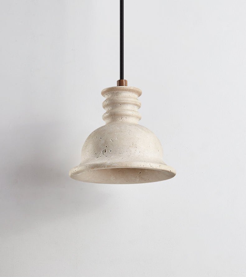 Tavuenne hanglamp van geel travertin