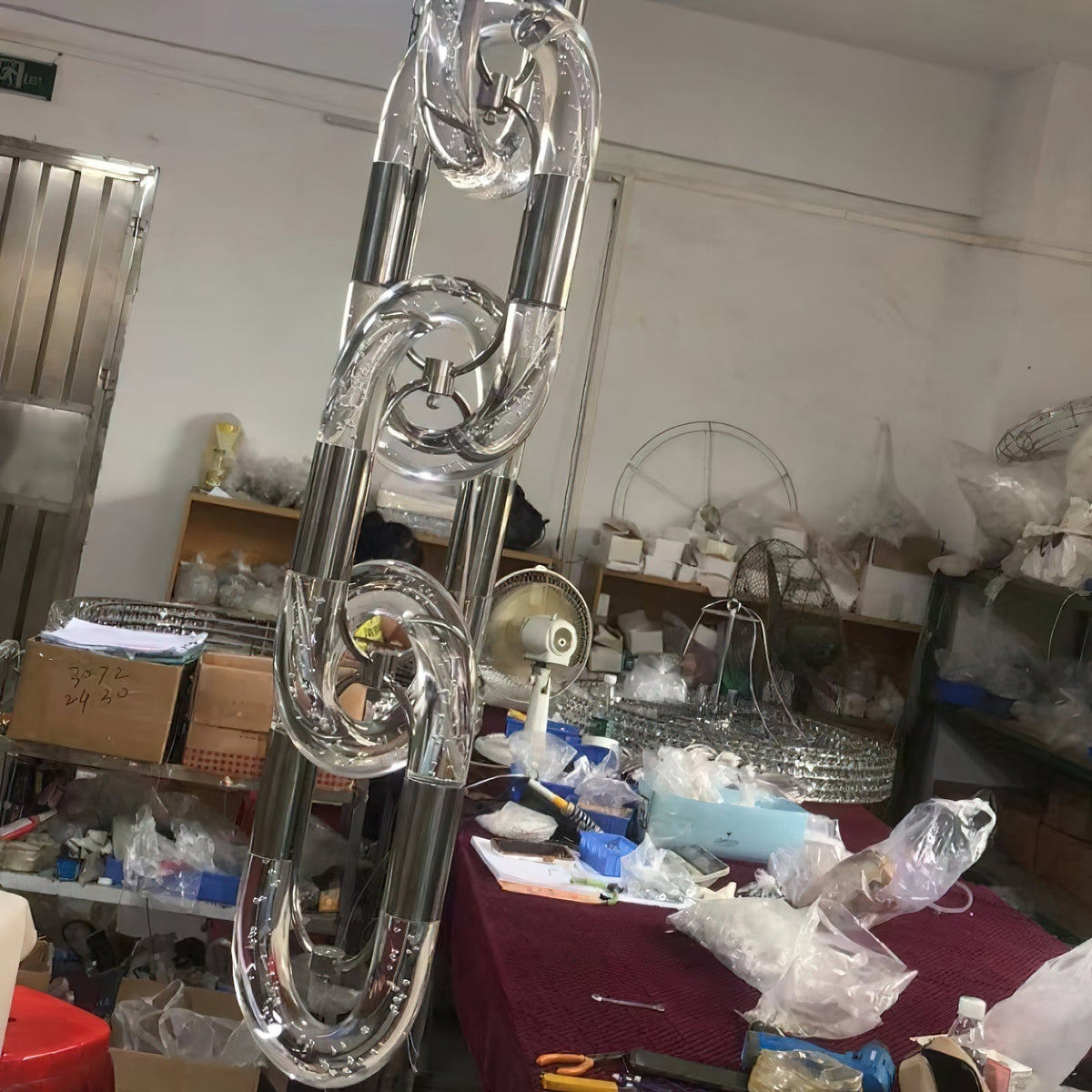 Moderne hanglamp van roestvrij staal met ketting