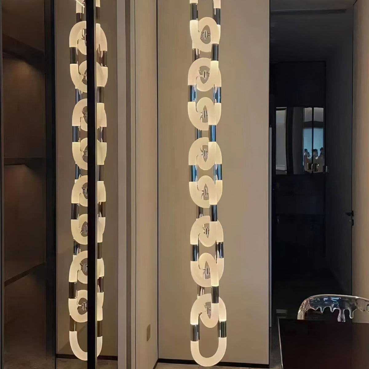 Moderne hanglamp van roestvrij staal met ketting