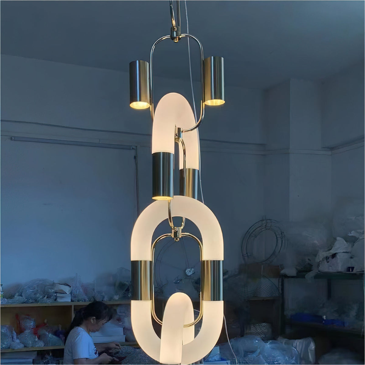 Moderne hanglamp van roestvrij staal met ketting
