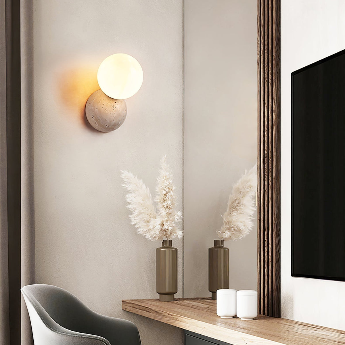 Cethair travertin wandlamp