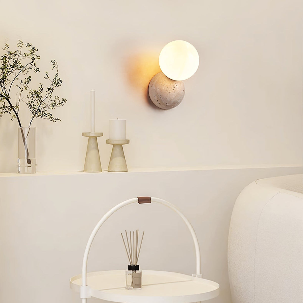 Cethair travertin wandlamp