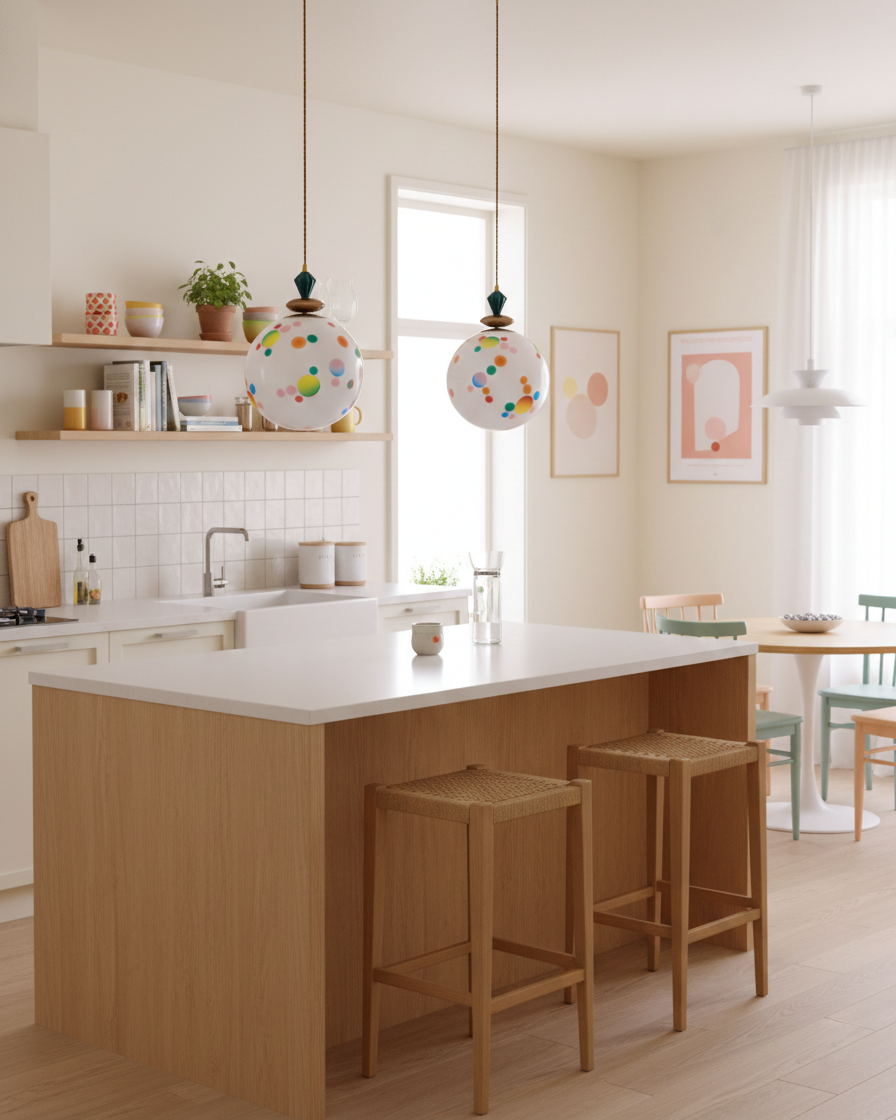 Kismet hanglamp met glazen kap