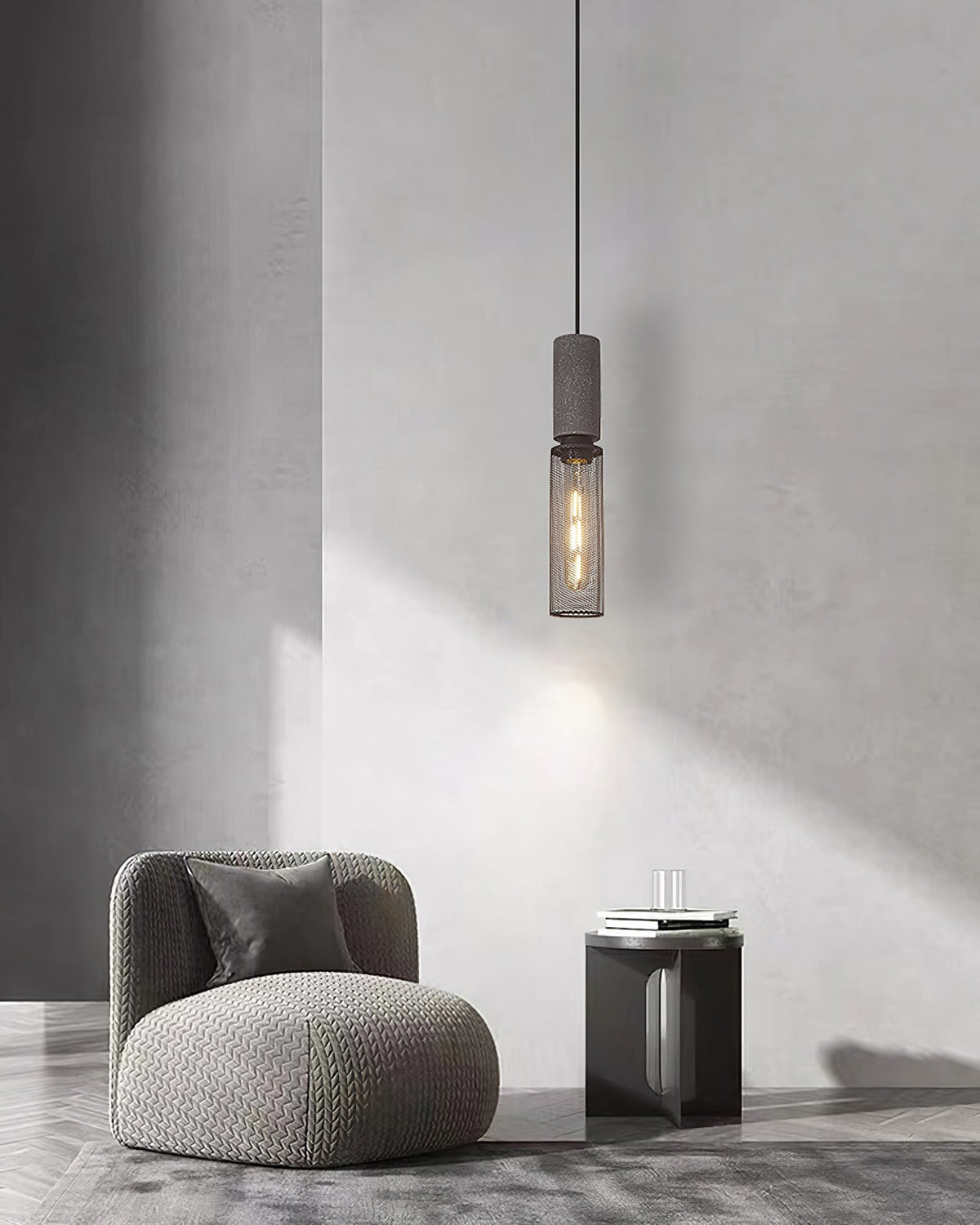 Lumeraine hanglamp van cement met mesh