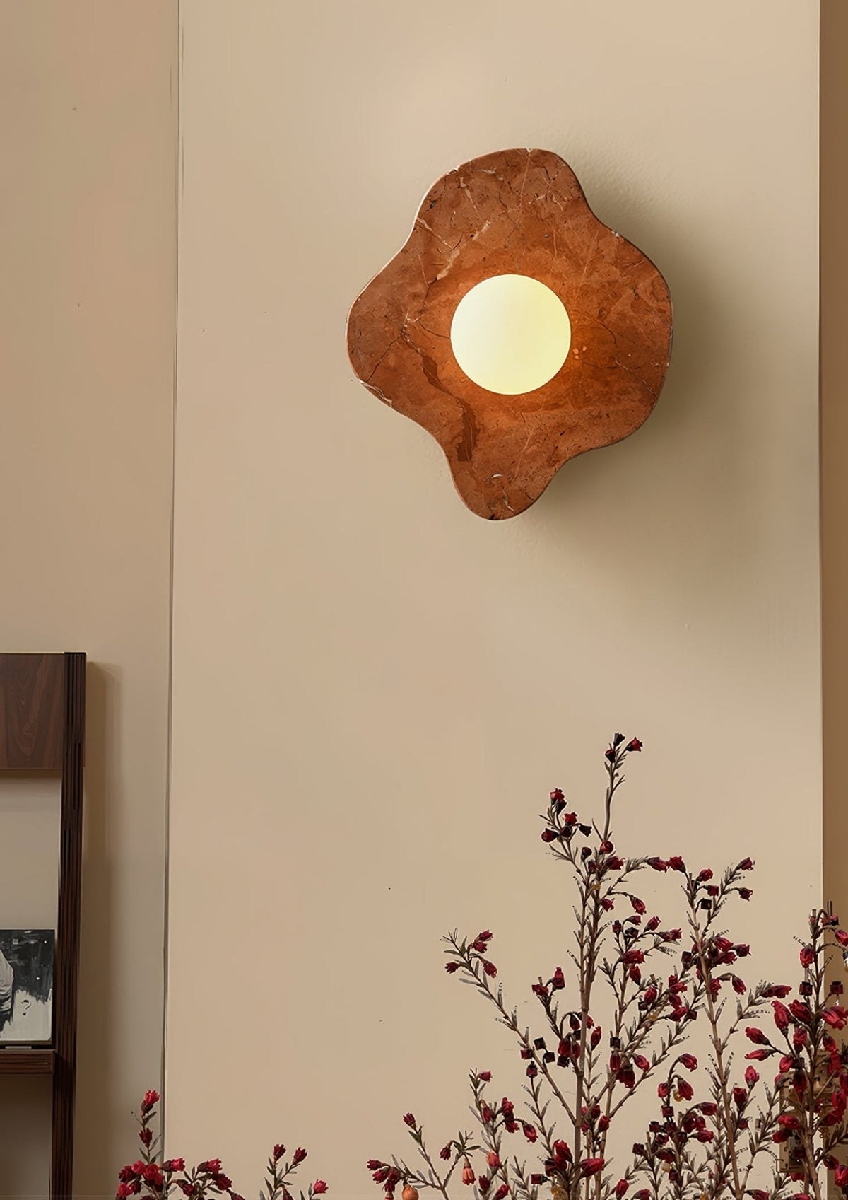 Bloom Rustic Marmer wandlamp Koraalrood