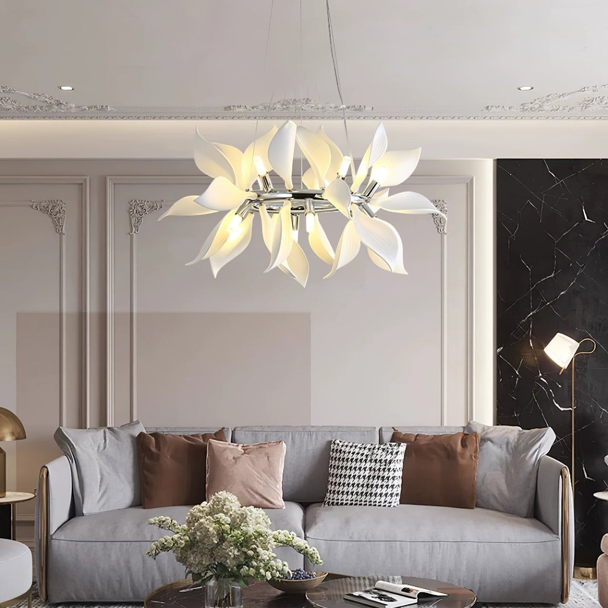 Avir hanglamp met keramische bloemblaadjes
