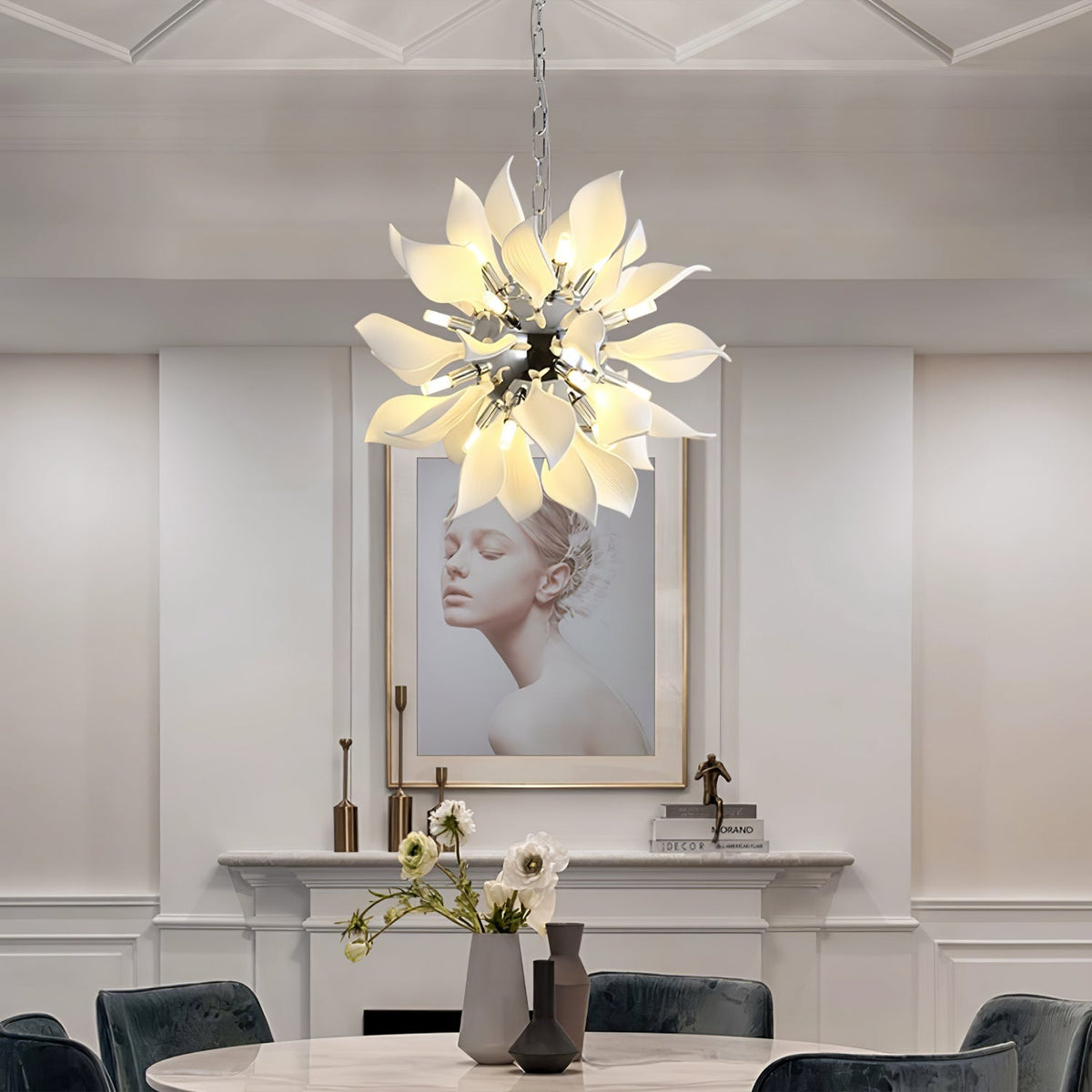 Avir hanglamp met keramische bloemblaadjes