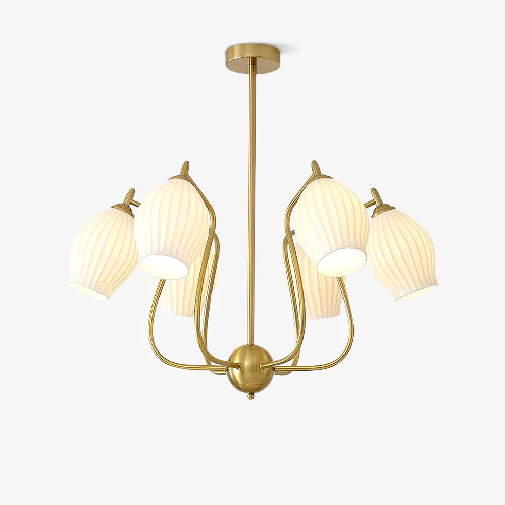 Pravin Kroonluchter keramiek Ribbed Sculptural glas Elegant