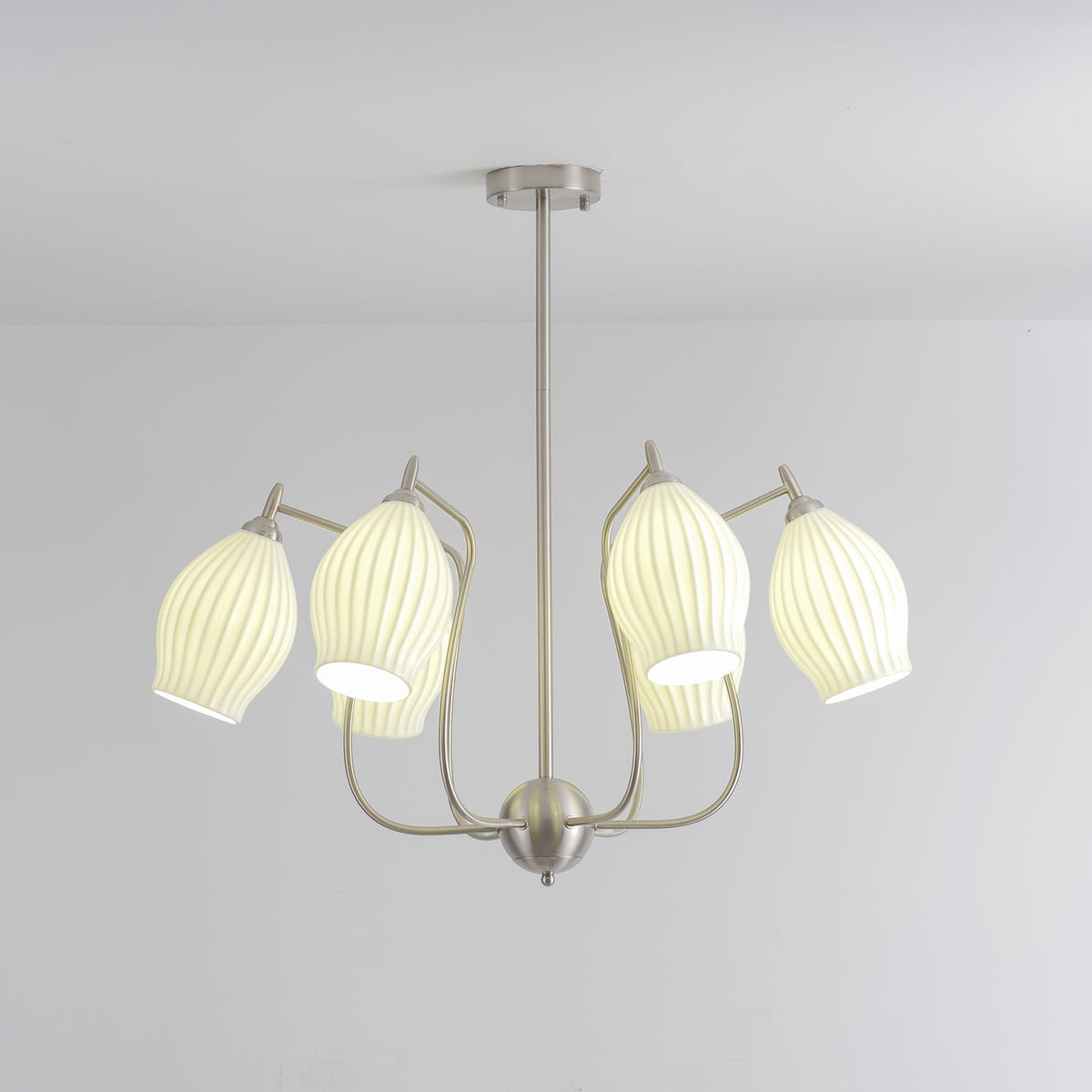 Pravin Kroonluchter keramiek Ribbed Sculptural glas Elegant
