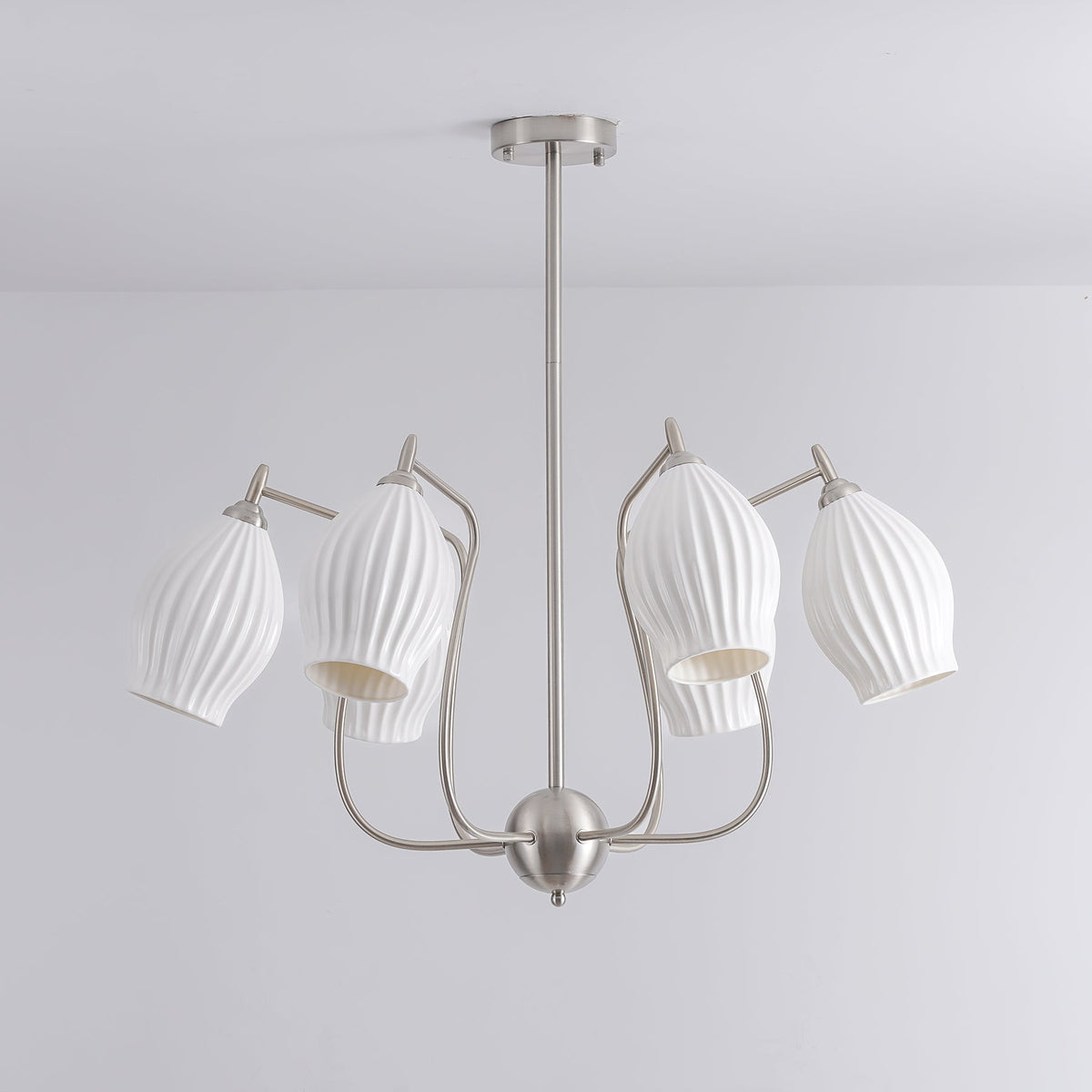 Pravin Kroonluchter keramiek Ribbed Sculptural glas Elegant