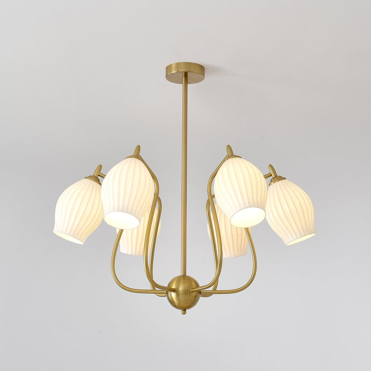 Pravin Kroonluchter keramiek Ribbed Sculptural glas Elegant