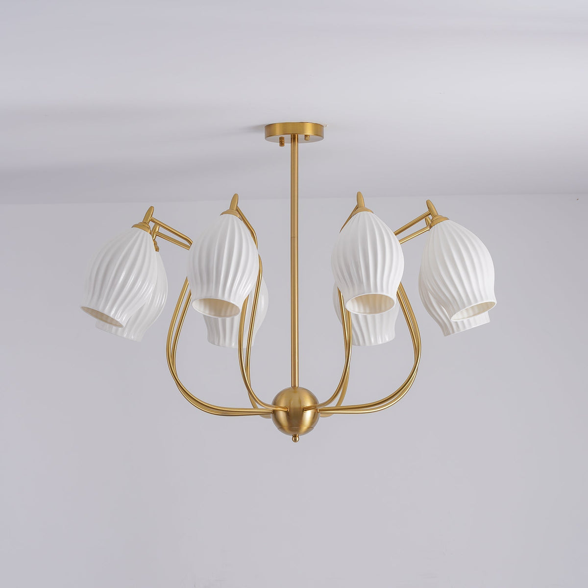 Pravin Kroonluchter keramiek Ribbed Sculptural glas Elegant
