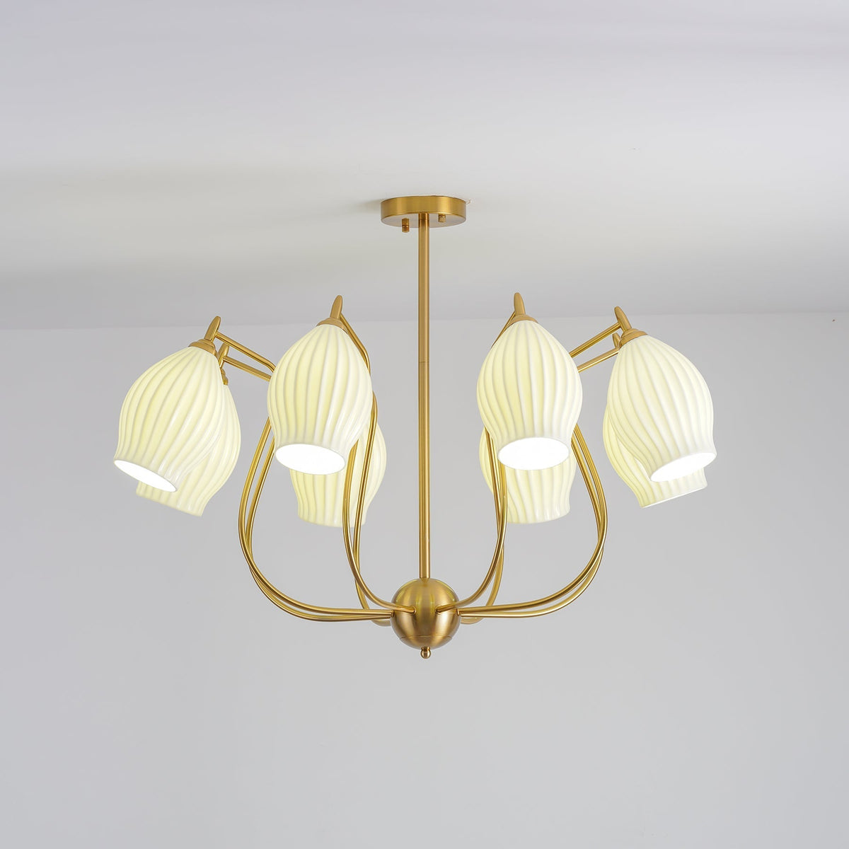 Pravin Kroonluchter keramiek Ribbed Sculptural glas Elegant