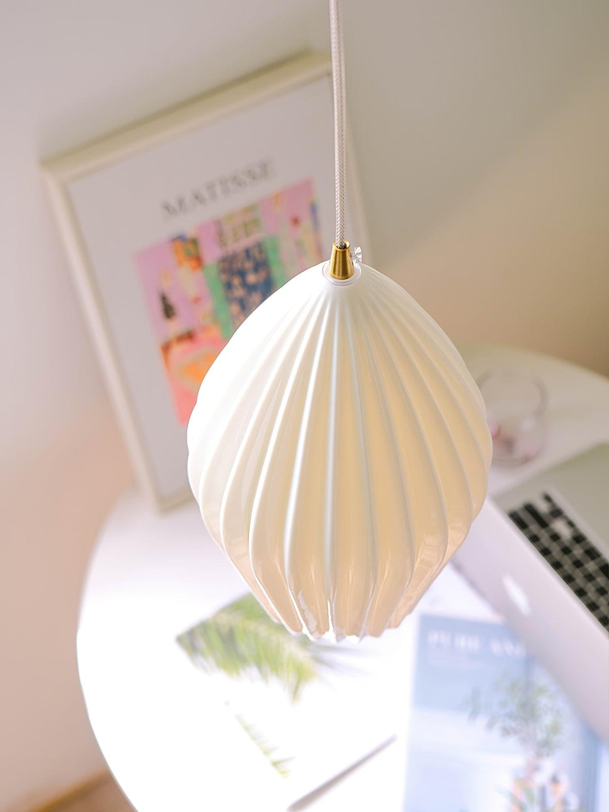 Virove hanglamp keramisch ribstructuur elegant