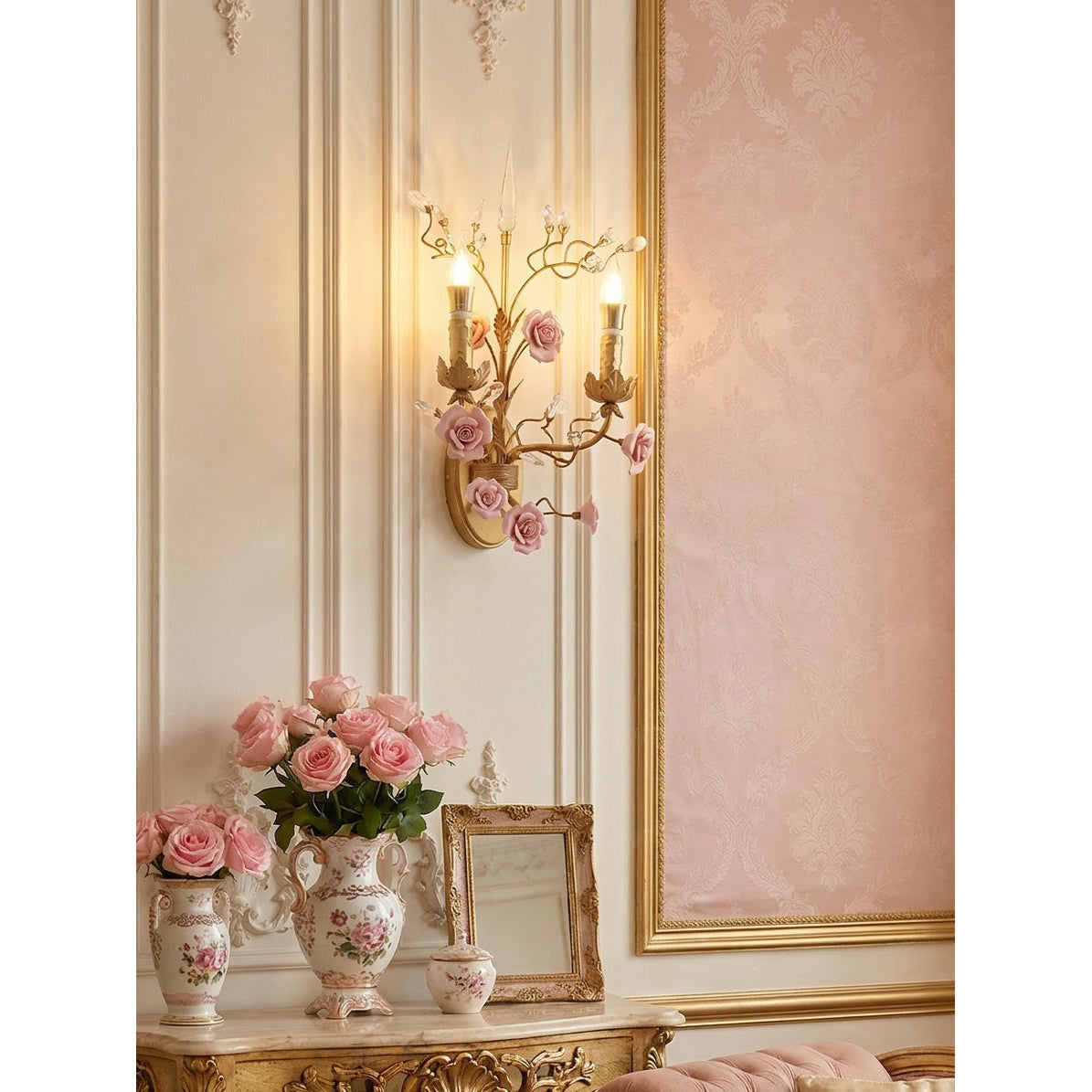 Roselyn keramische wijnstok wandlamp