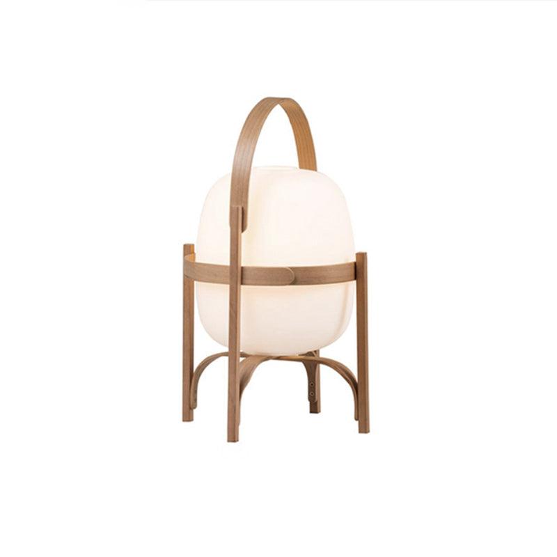 Lethra tafellamp van hout en glas