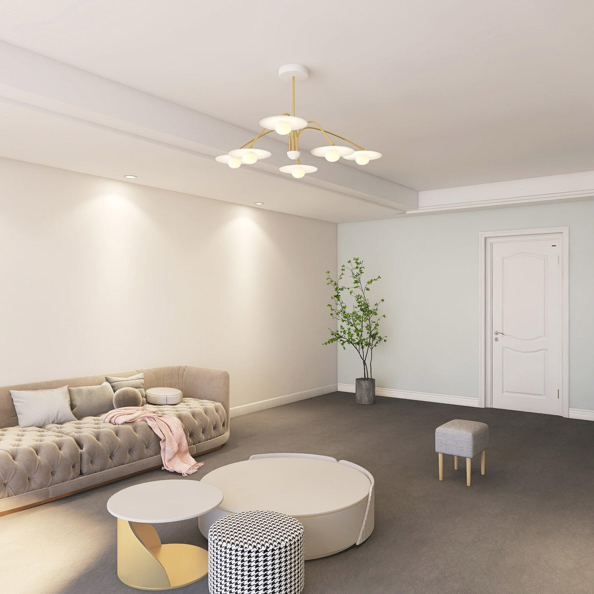 Lark kroonluchter met art deco-geïnspireerde paddenstoel
