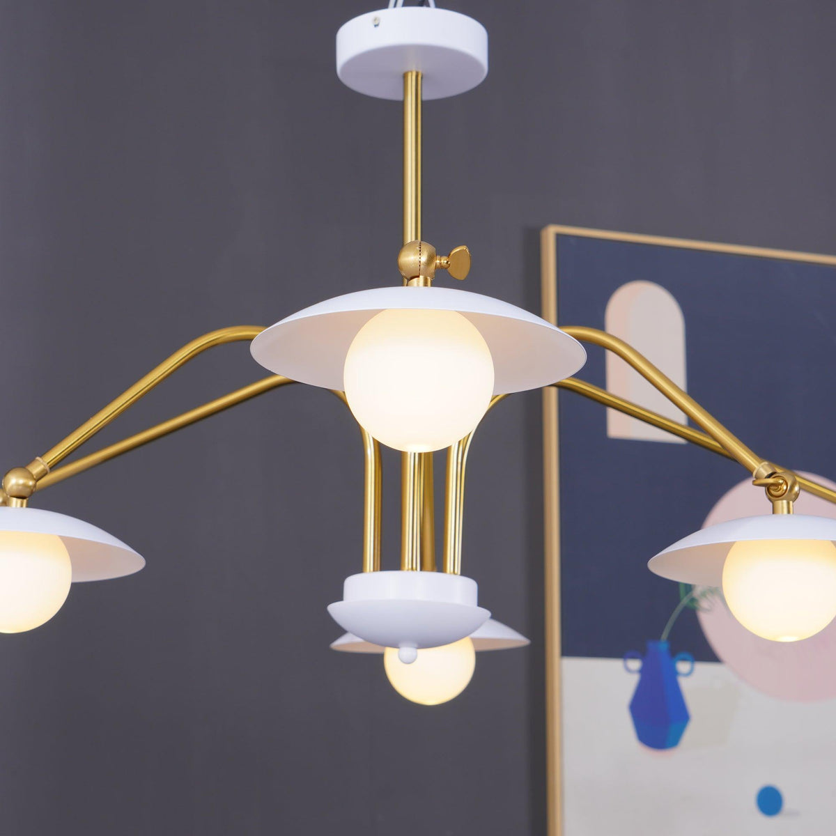 Lark kroonluchter met art deco-geïnspireerde paddenstoel