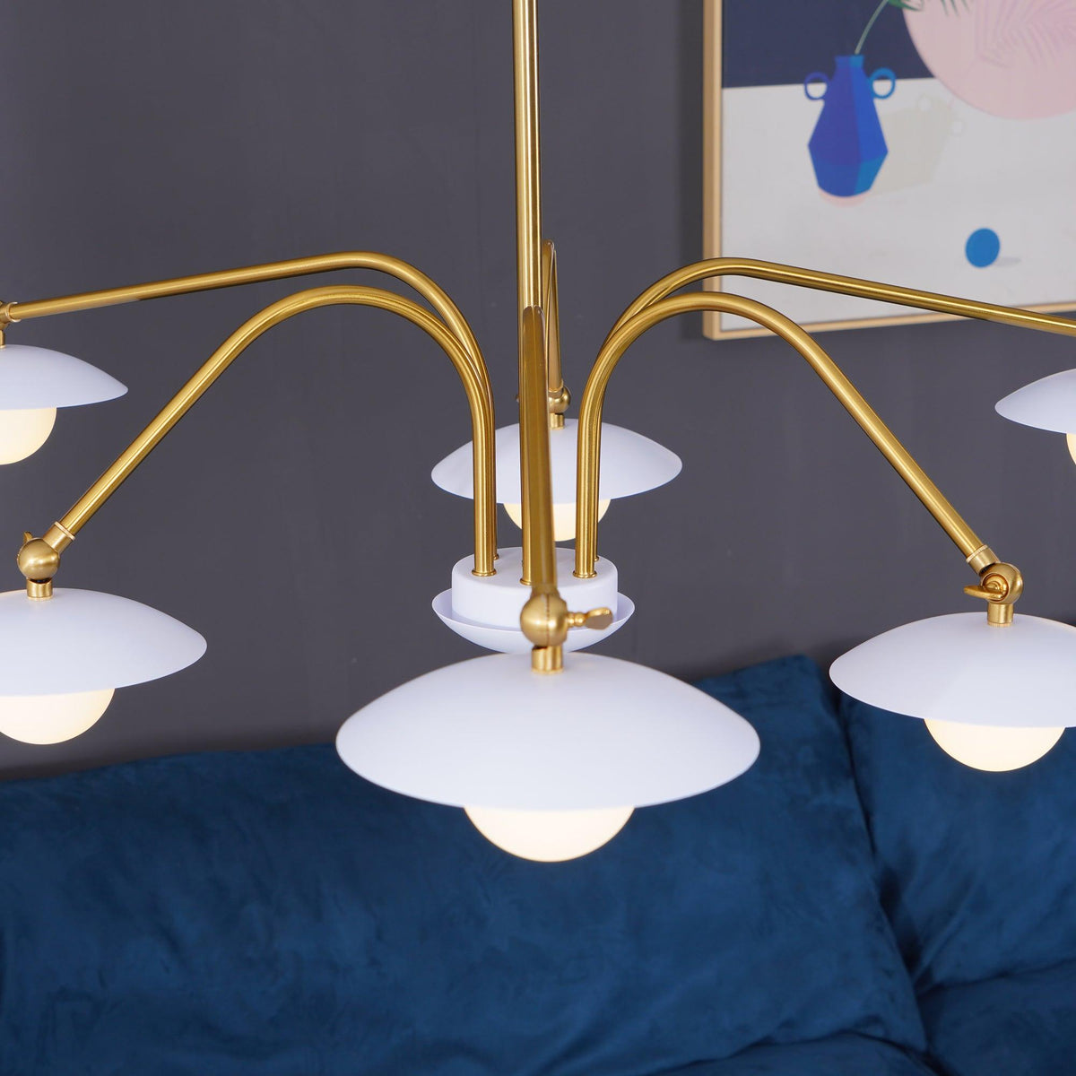Lark kroonluchter met art deco-geïnspireerde paddenstoel