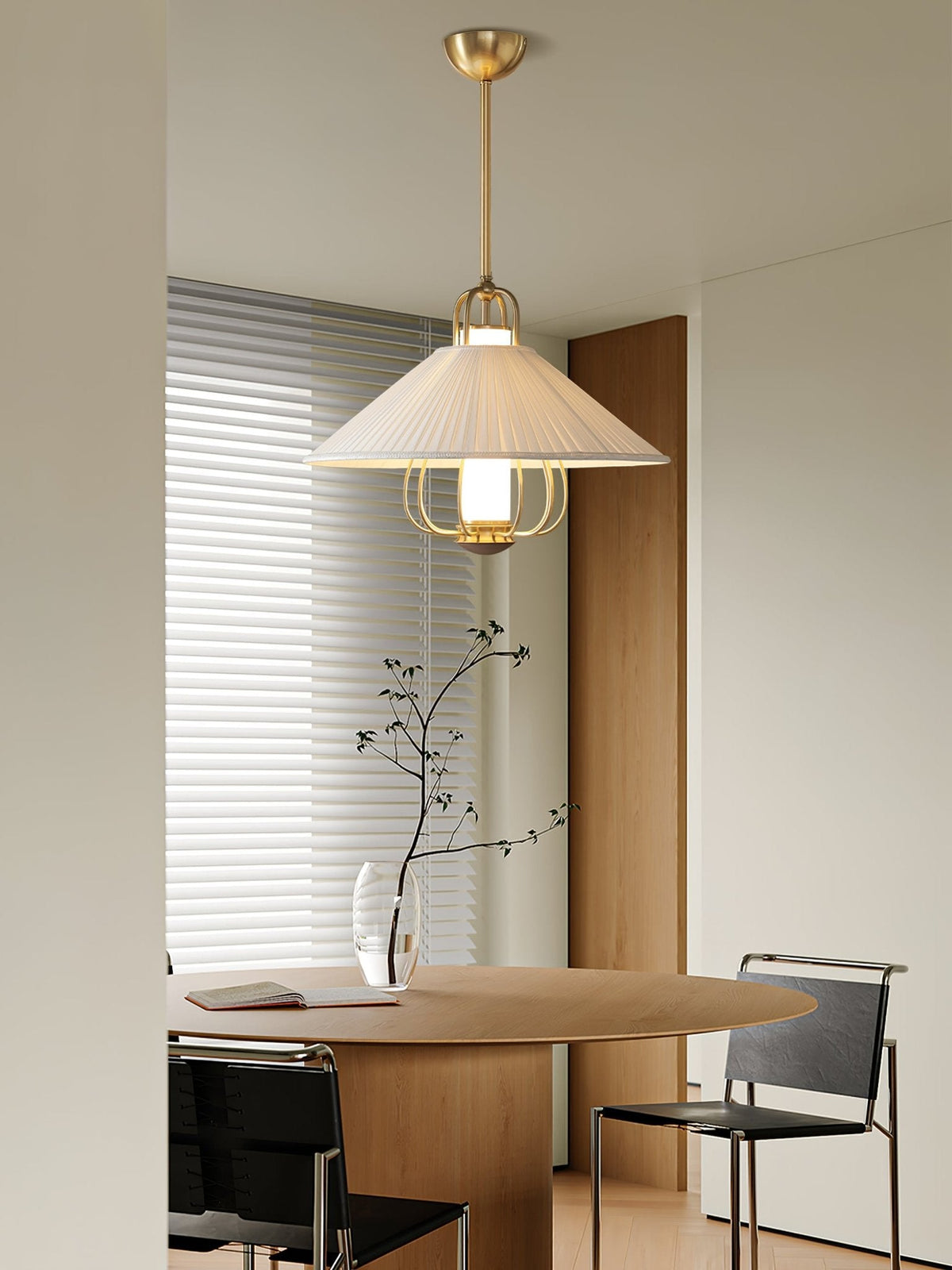 Solisiella hanglamp stof goud LED voor eetkamer